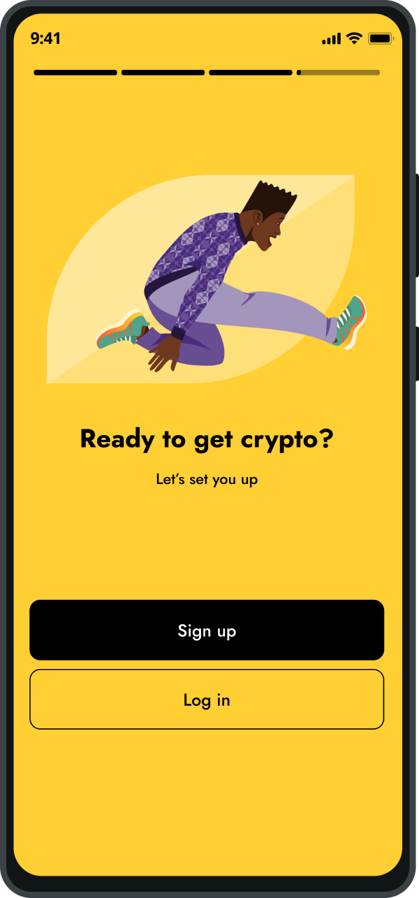 Yellow Card mobile welcome screen