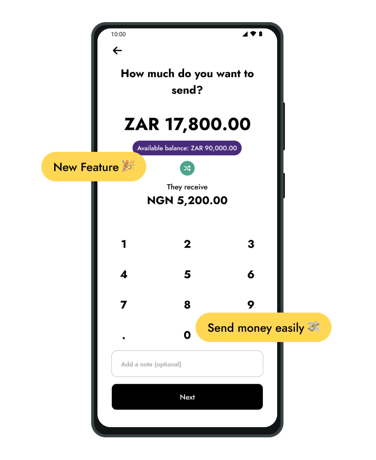 Send money via Yellow Pay