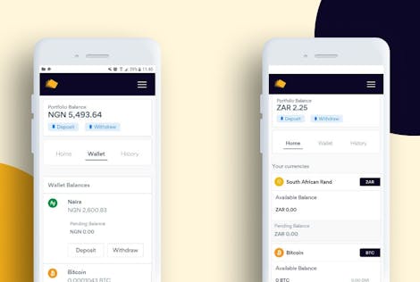 Yellow Card webapp dashboard. How to store crypto