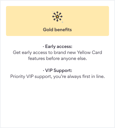 Gold VIP benefits Yellow Card Financial