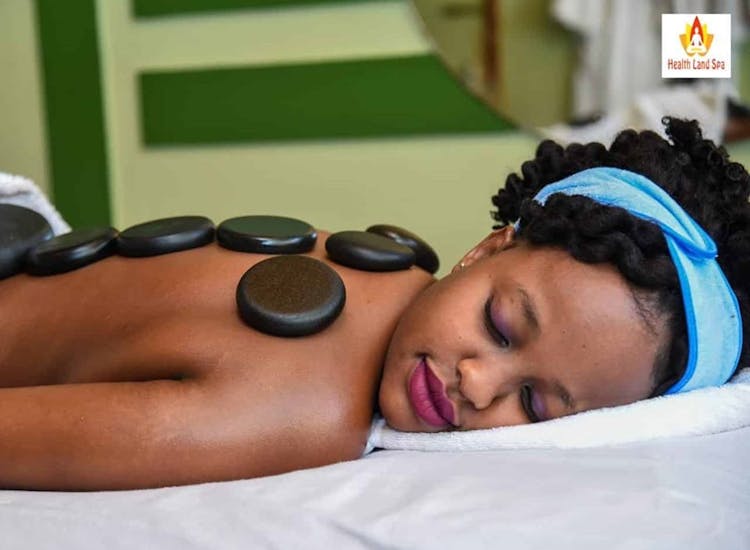 A client enjoying services at Health Land Spa, Nairobi, Kenya