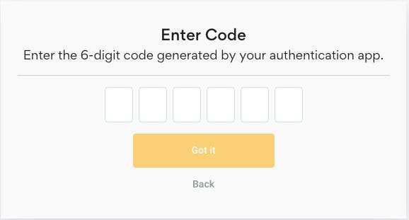 confirm 2fa code and activate