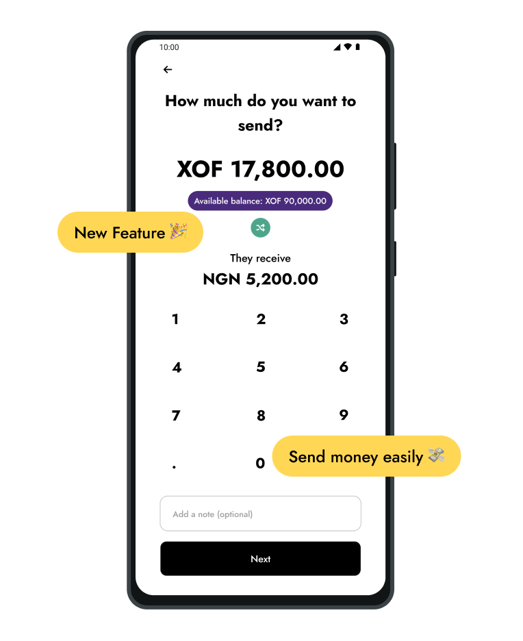 Send money via Yellow Pay