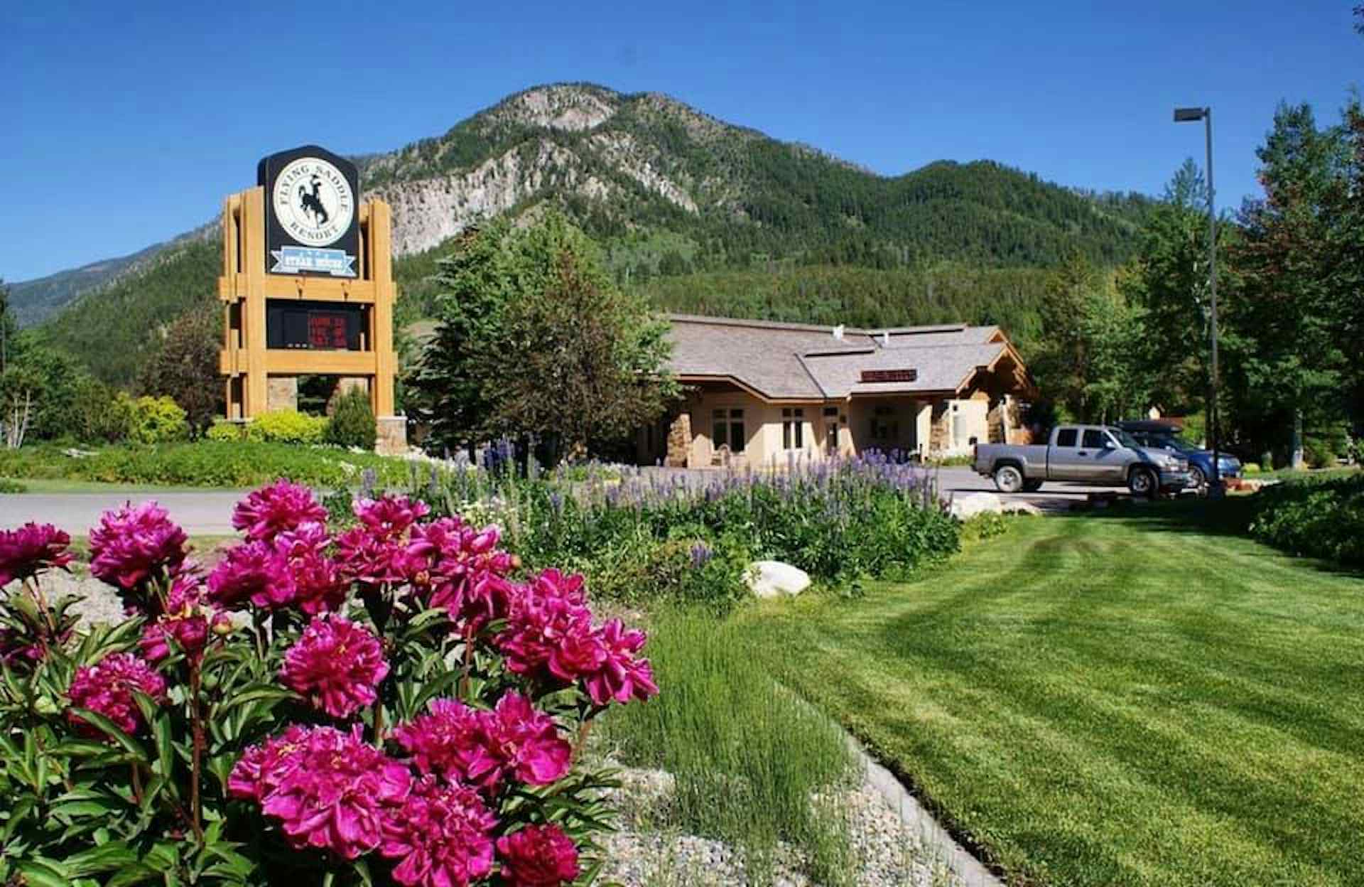 Warm summer day at the Flying Saddle Resort of Alpine, Wyoming within the Yellowstone Teton Territory.