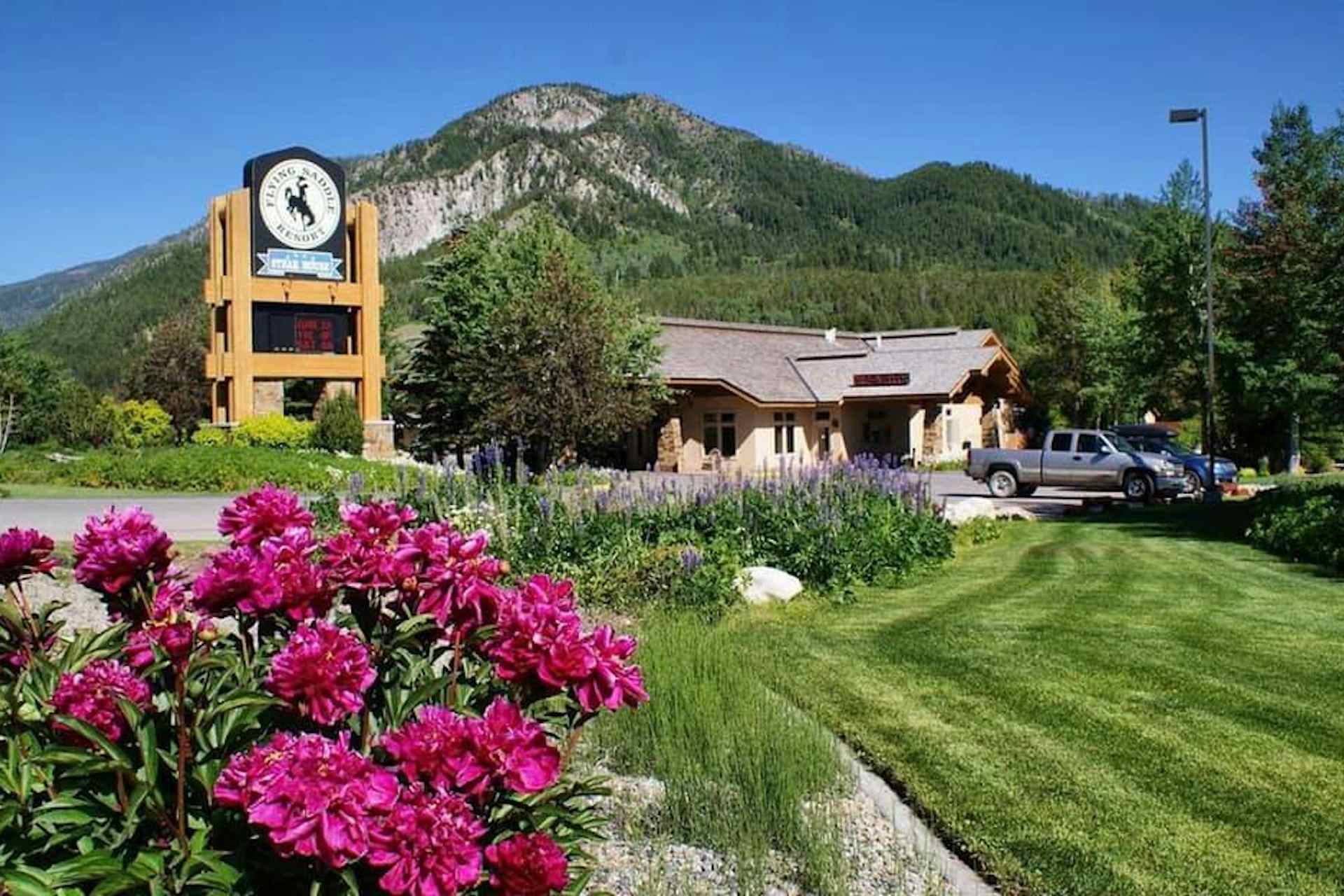 Warm summer day at the Flying Saddle Resort of Alpine, Wyoming within the Yellowstone Teton Territory.