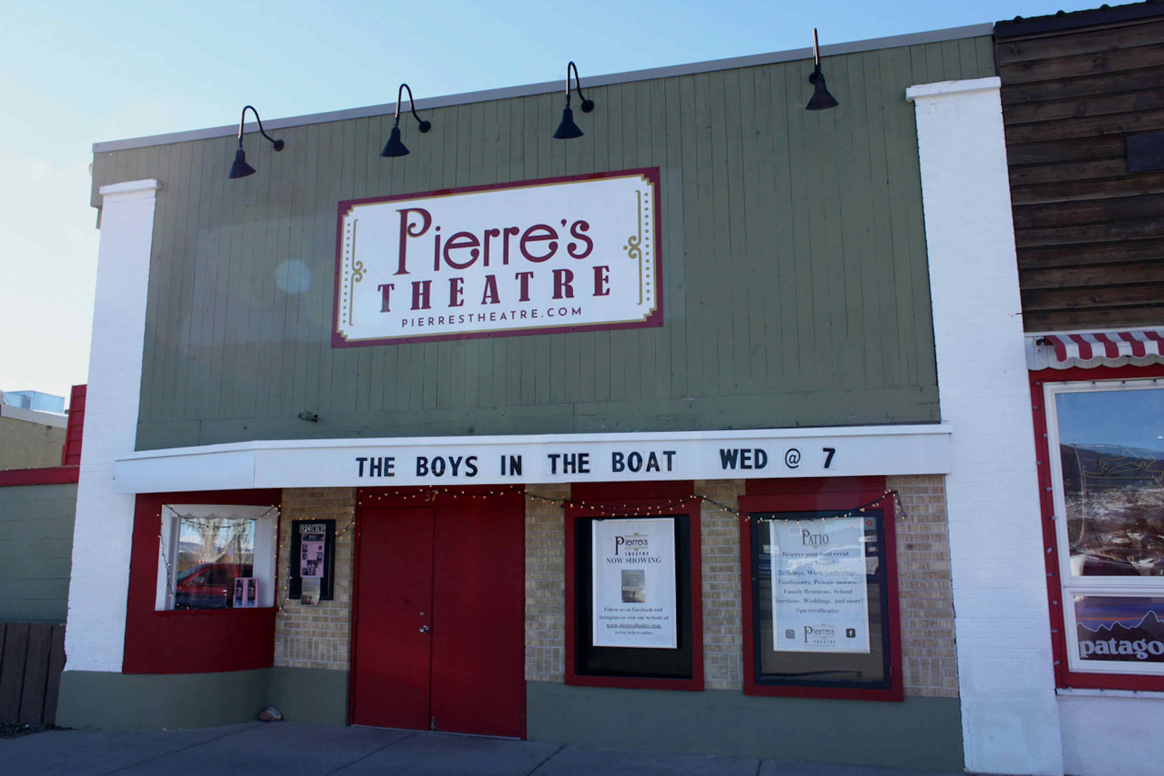 Exterior of Pierre's Theatre in Victor, ID.