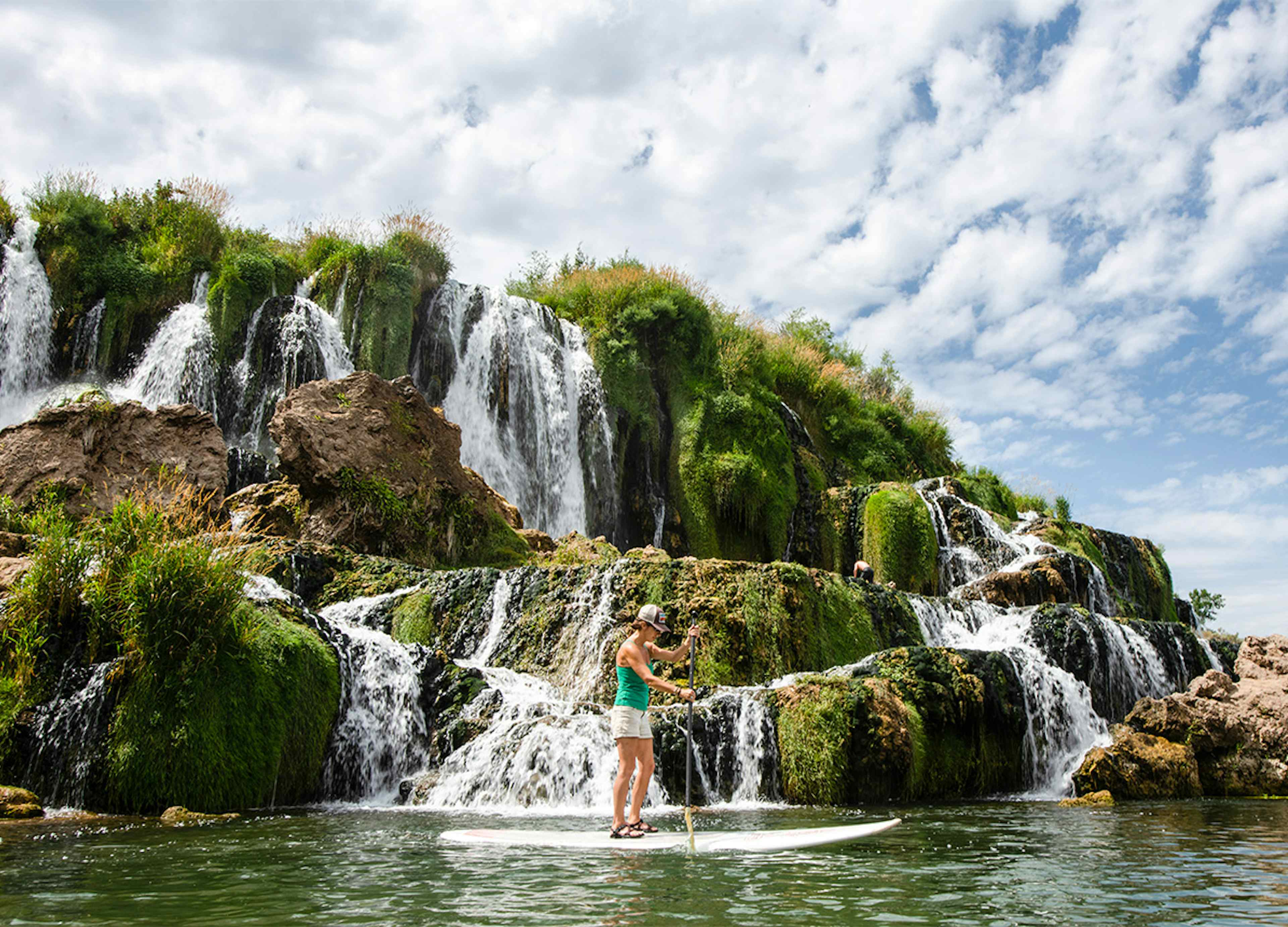 Paddle board Sawn Valley's Fall Creek Falls in Eastern Idaho, a part of Yellowstone Teton Territory.