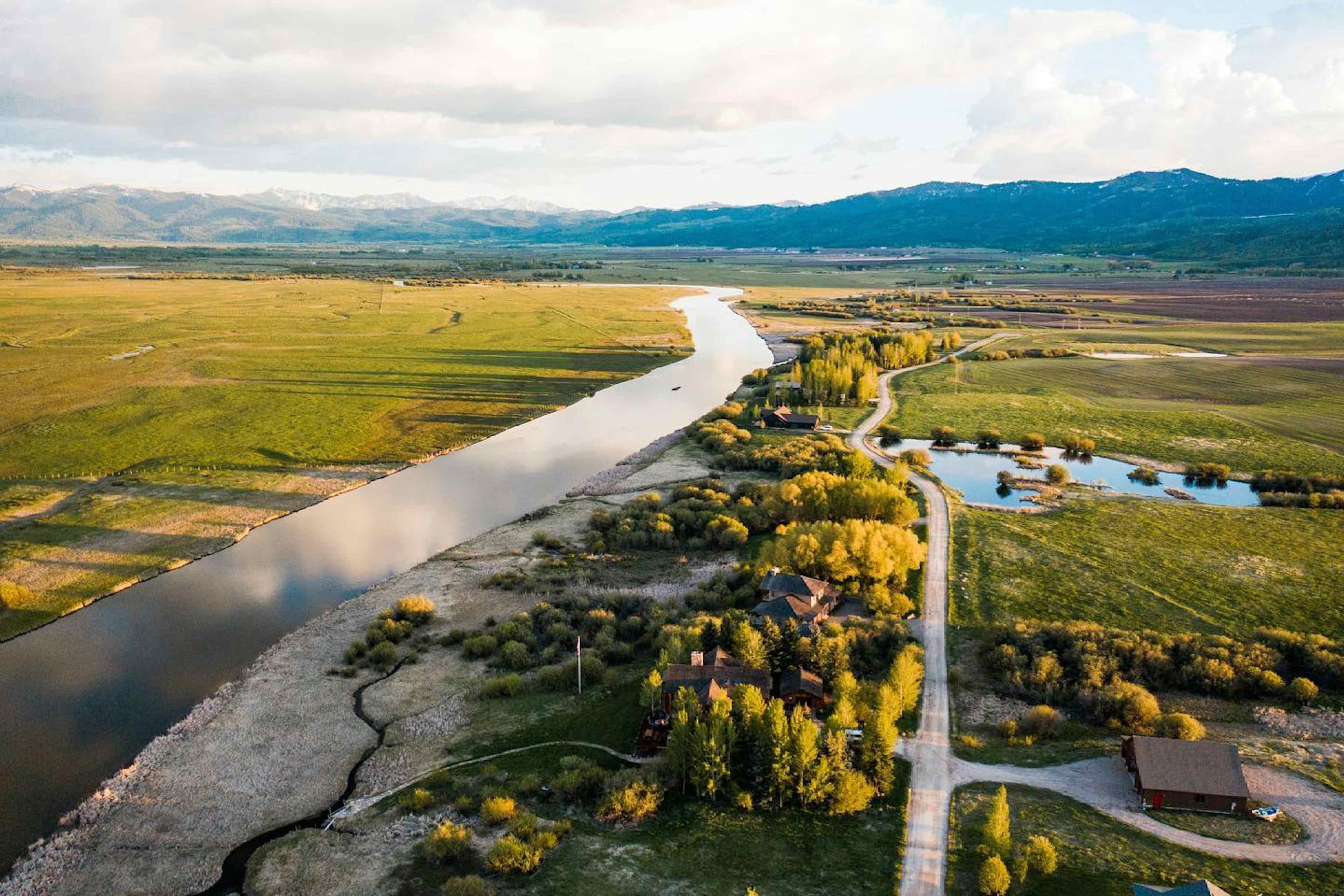 Beautiful scenic view of the Teton Valley Lodge in the Yellowstone Teton Territory, of Driggs, Idaho