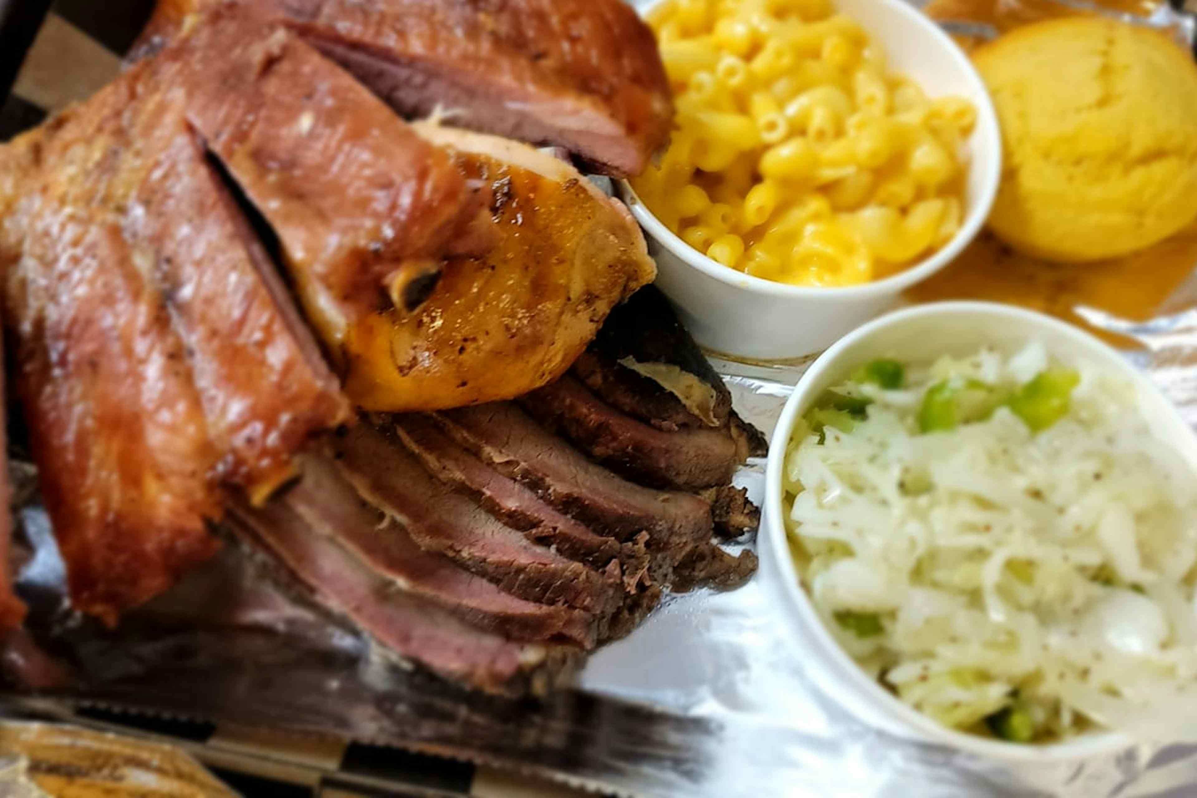 Delicious smoked meats and homemade mac and cheese offered at Grandpa's Southern BBQ in Idaho Falls, Idaho of the Yellowstone Teton Territory
