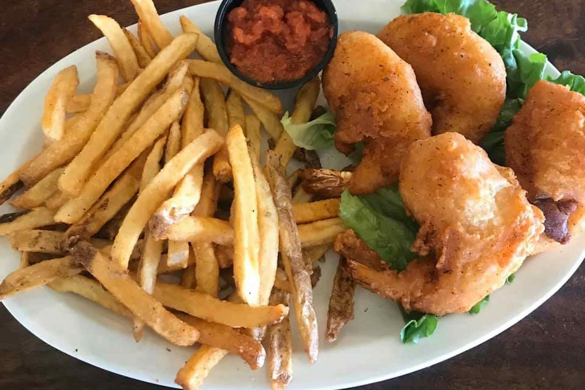 Housemade battered shrimp and fries served at the Frosty Gator in Idaho Falls of the Yellowstone Teton Territory