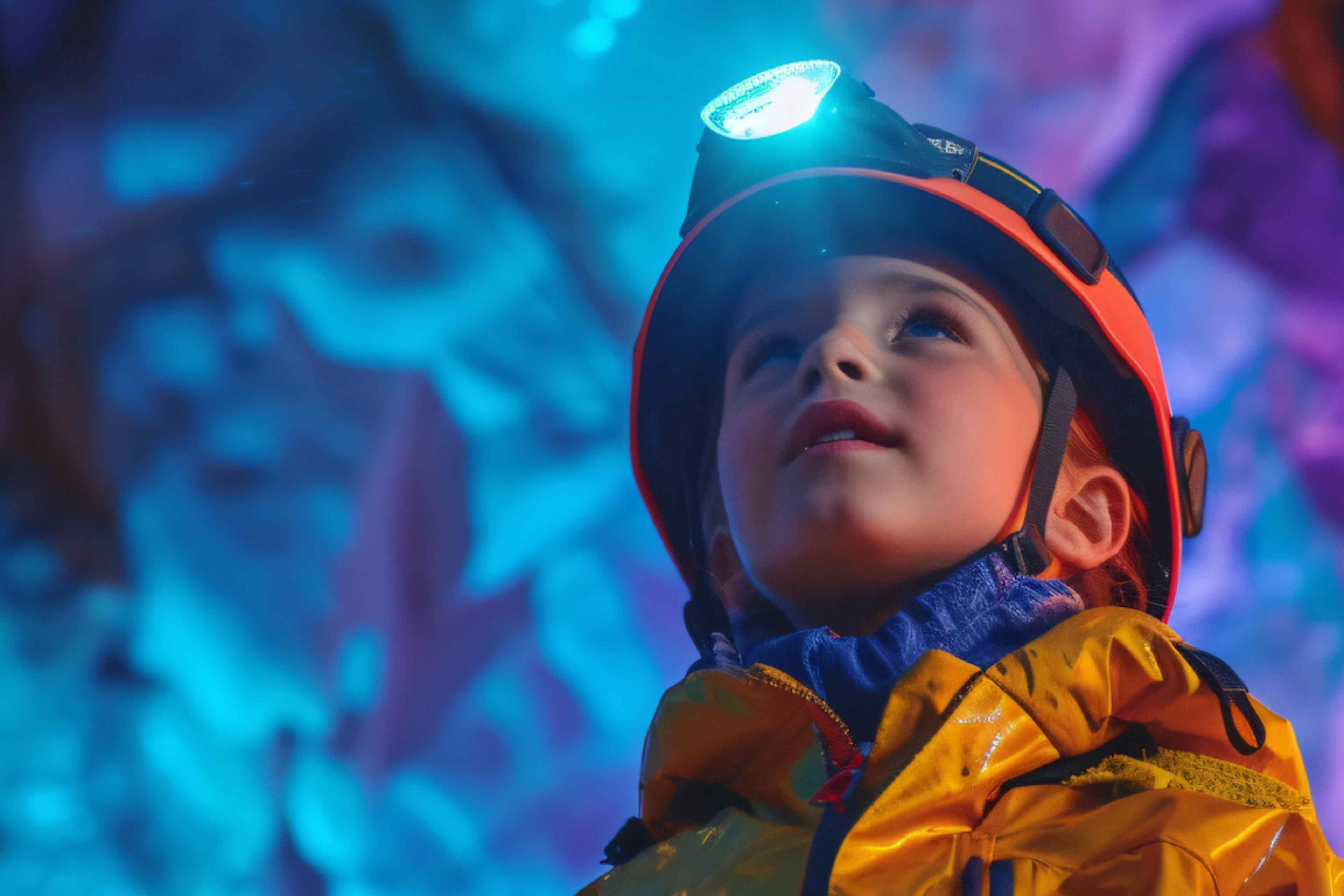 A young boy visits the Ice Caves outside of St. Anthony in Yellowstone Teton Territory.