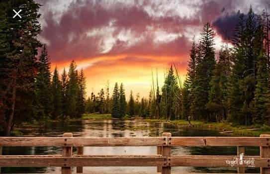 Sunset over Mack's Inn Resort of the Yellowstone Teton Territory.