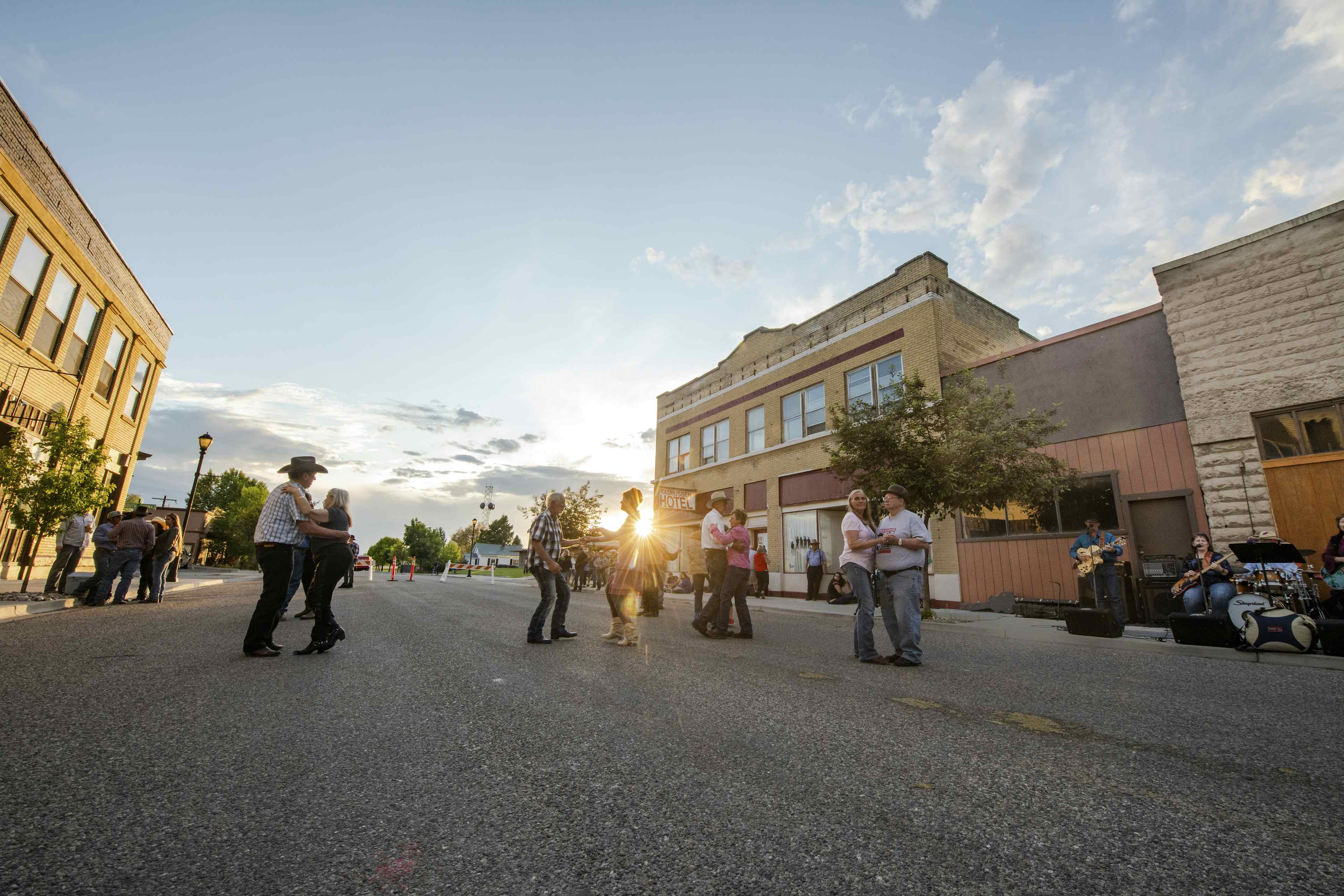 Dancing in the street in Dubois, ID in eastern Idaho, a part of Yellowstone Teton Territory.