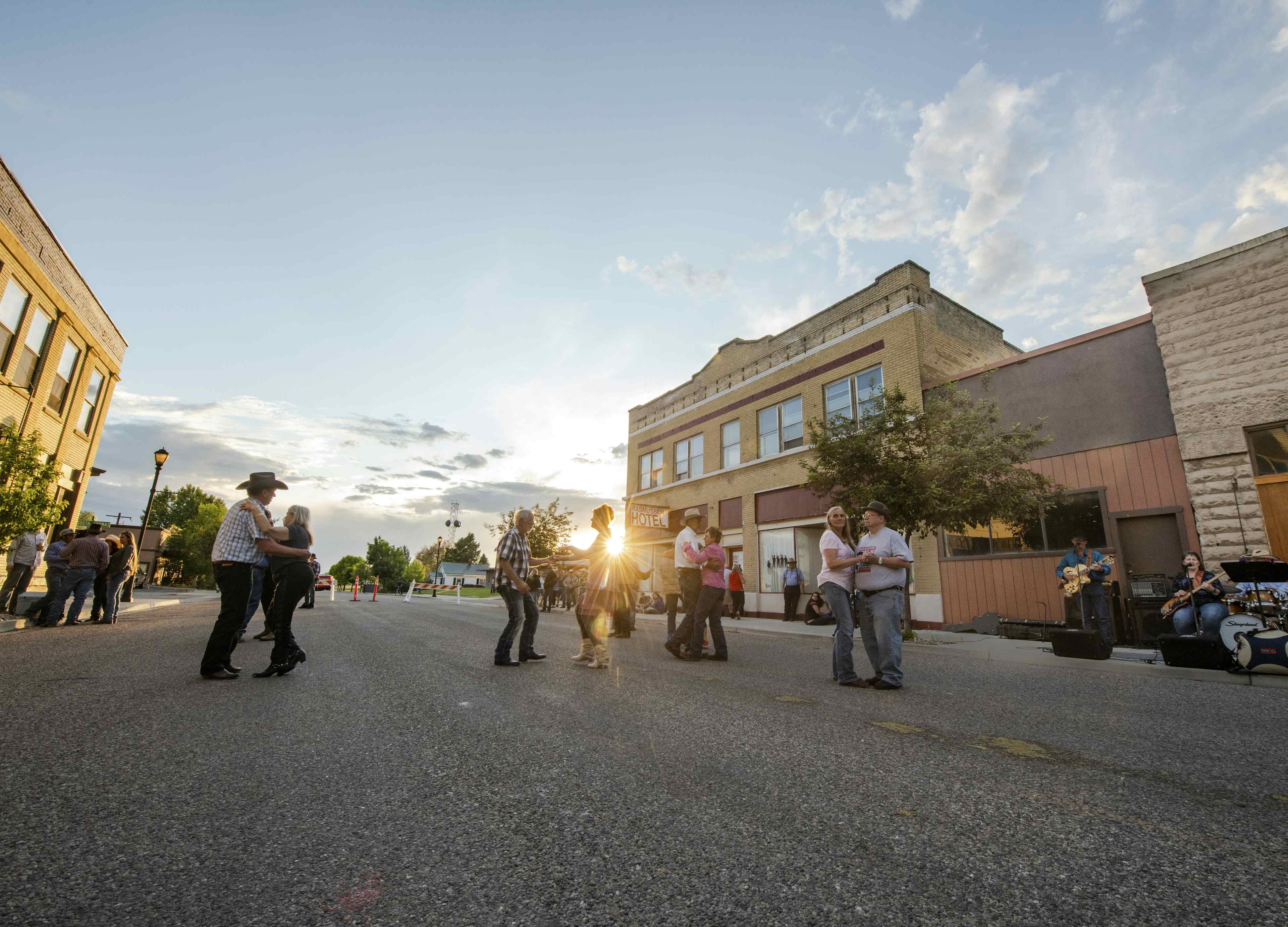 Dancing in the street in Dubois, ID in eastern Idaho, a part of Yellowstone Teton Territory.