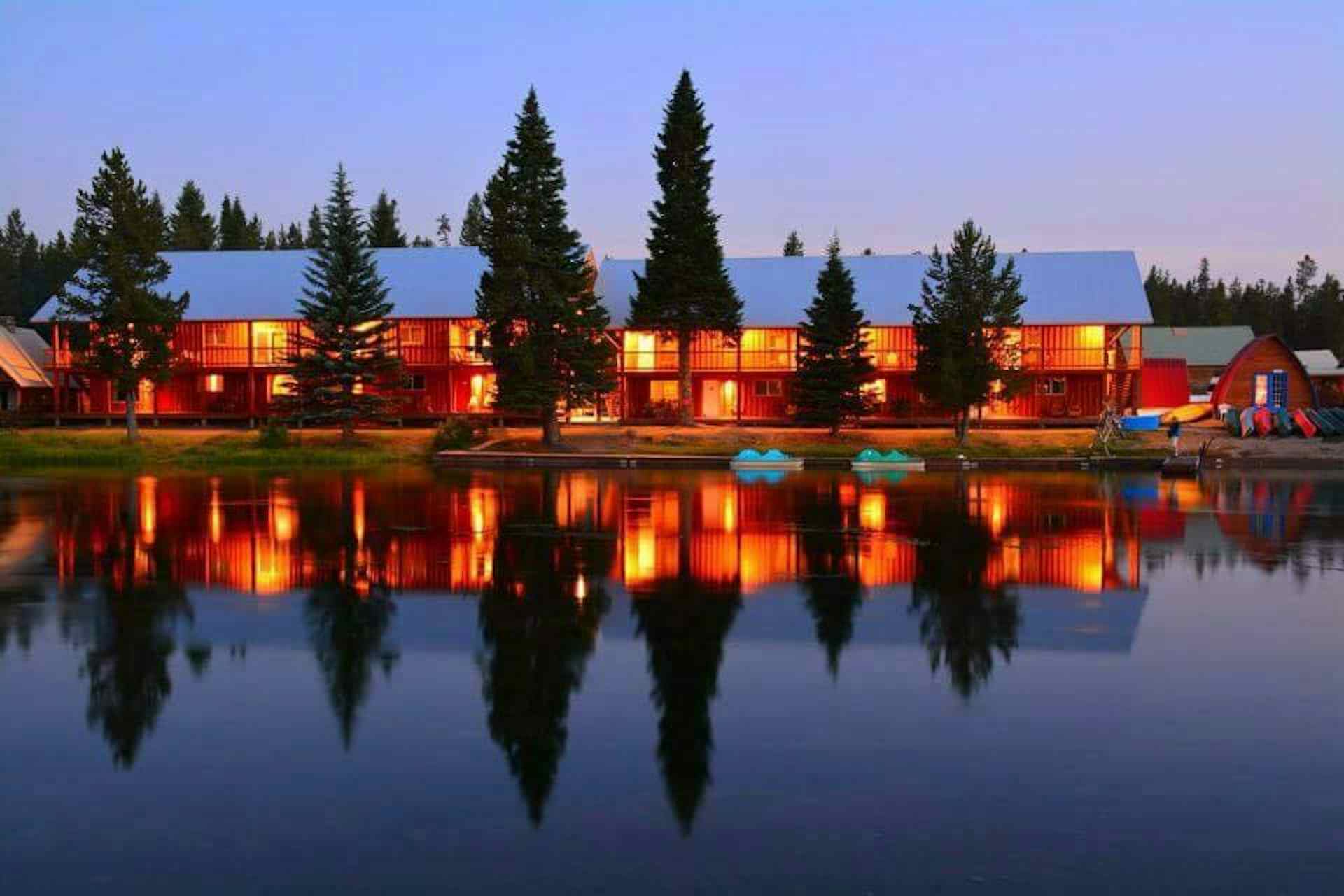 Dusk turns the sky above Mack's Inn Resort in the Yellowstone Teton Territory a breathtaking purple.