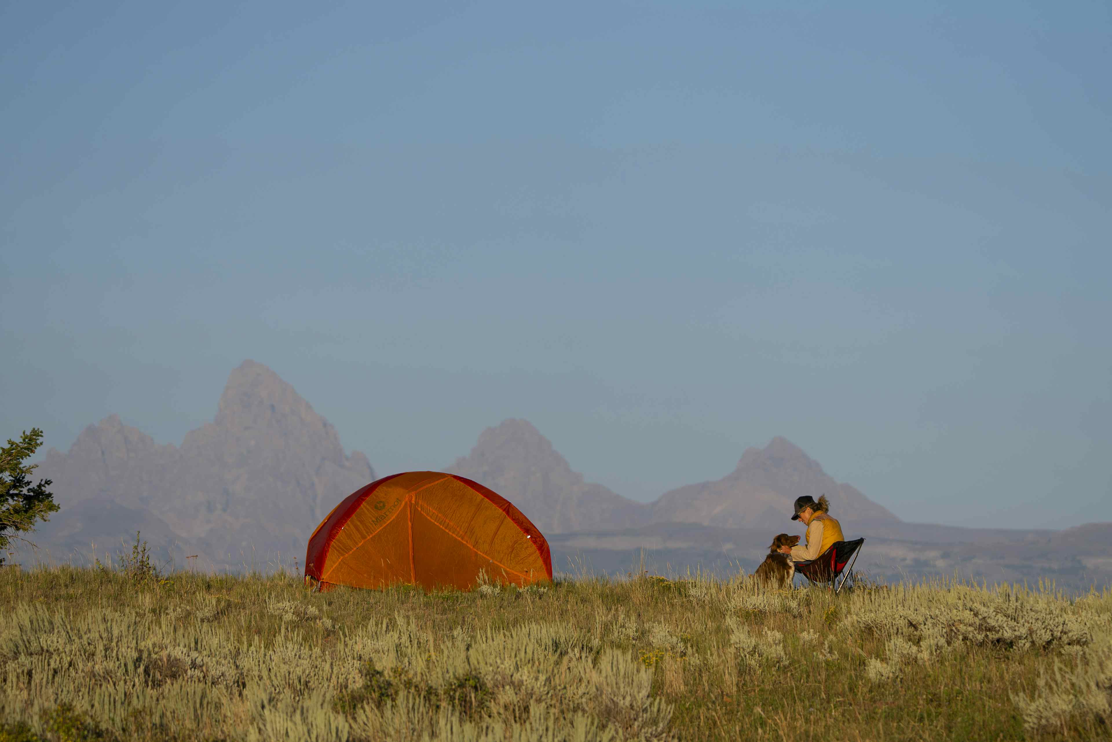 Camping in front of the Teton Mountain Range in Eastern Idaho, a part of Yellowstone Teton Territory.