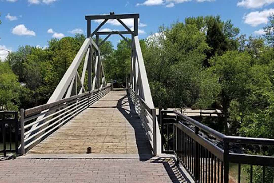 A biking bridge in Idaho Falls, a part of Yellowstone Teton Territory.