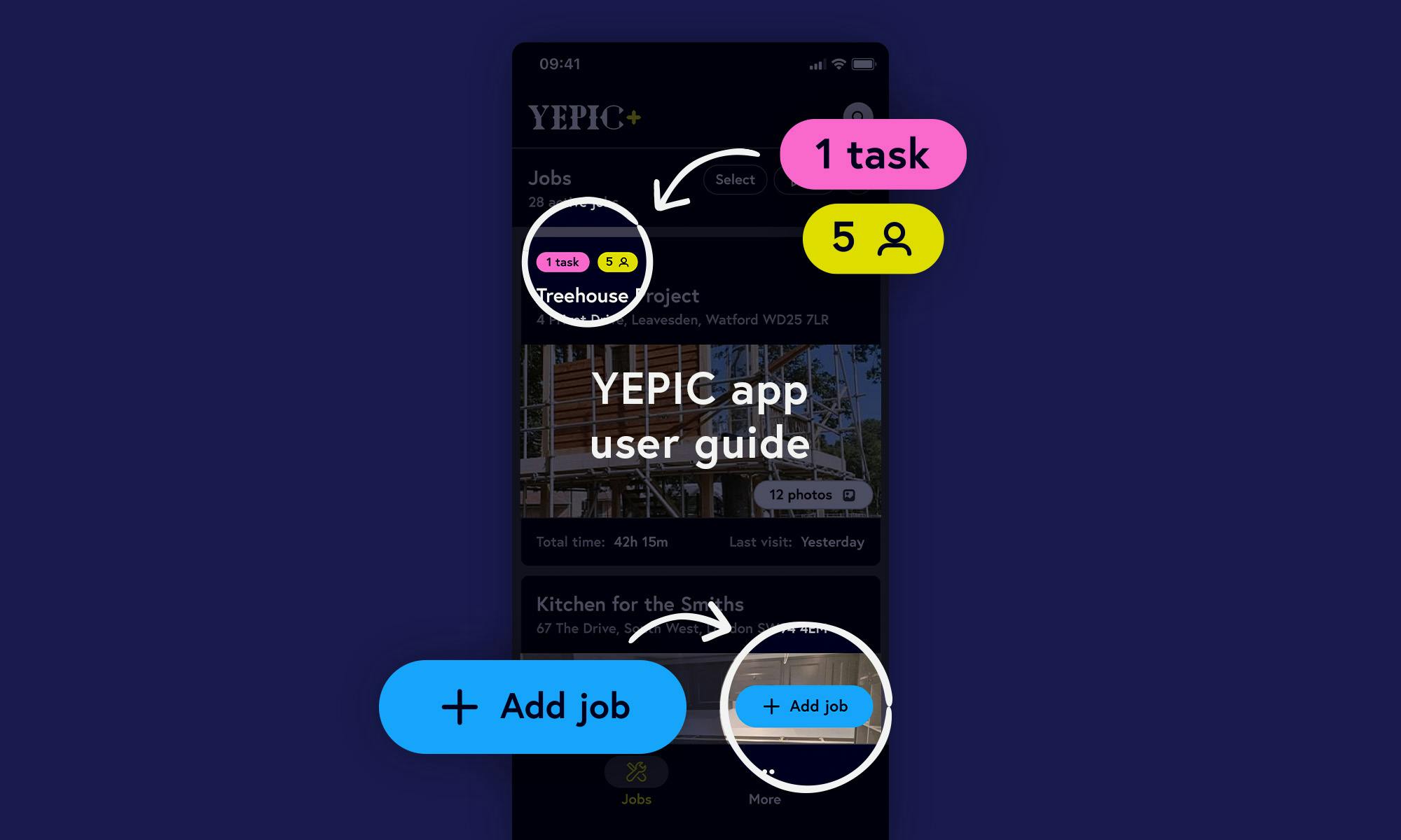 YEPIC app with arrows and doodles.