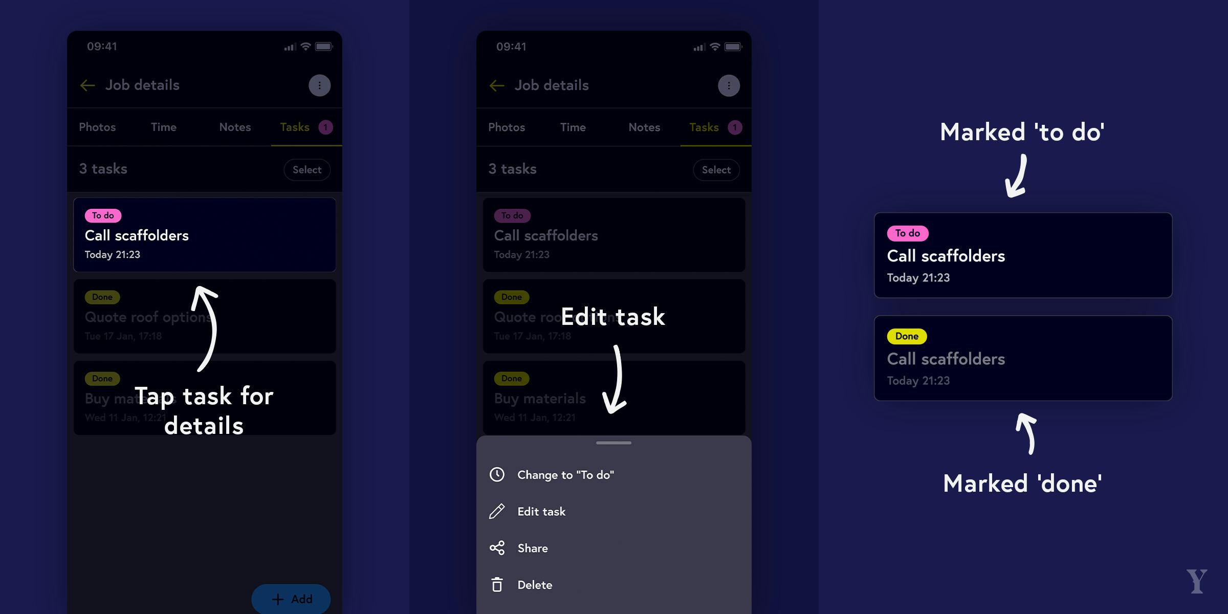 Instructions on how to edit and change tasks.