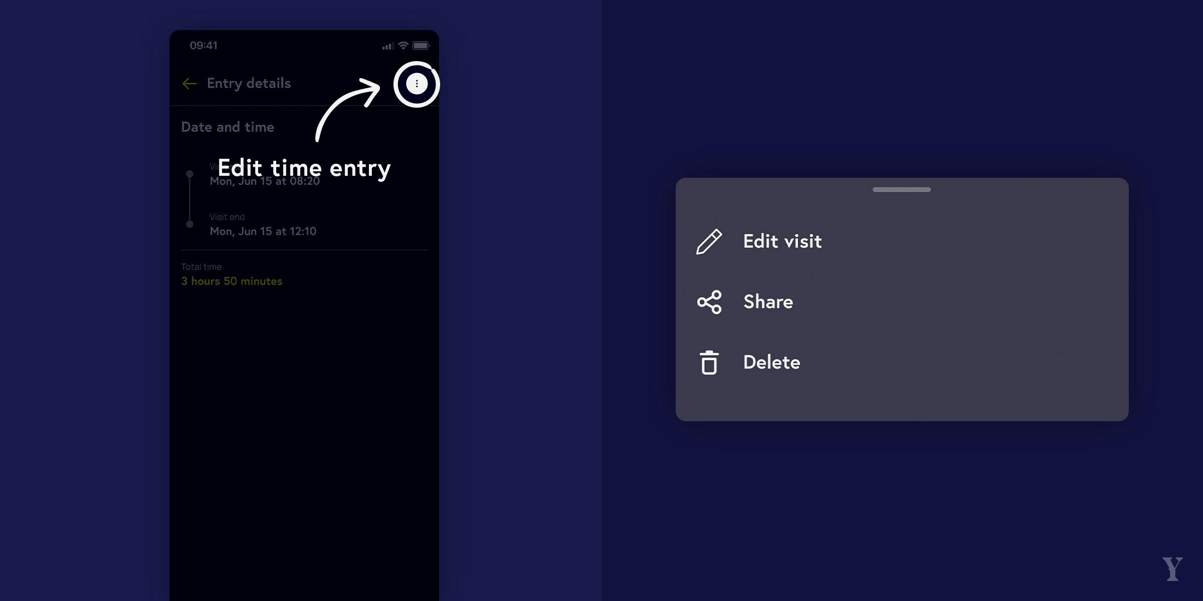 Instructions on how to edit time entries.