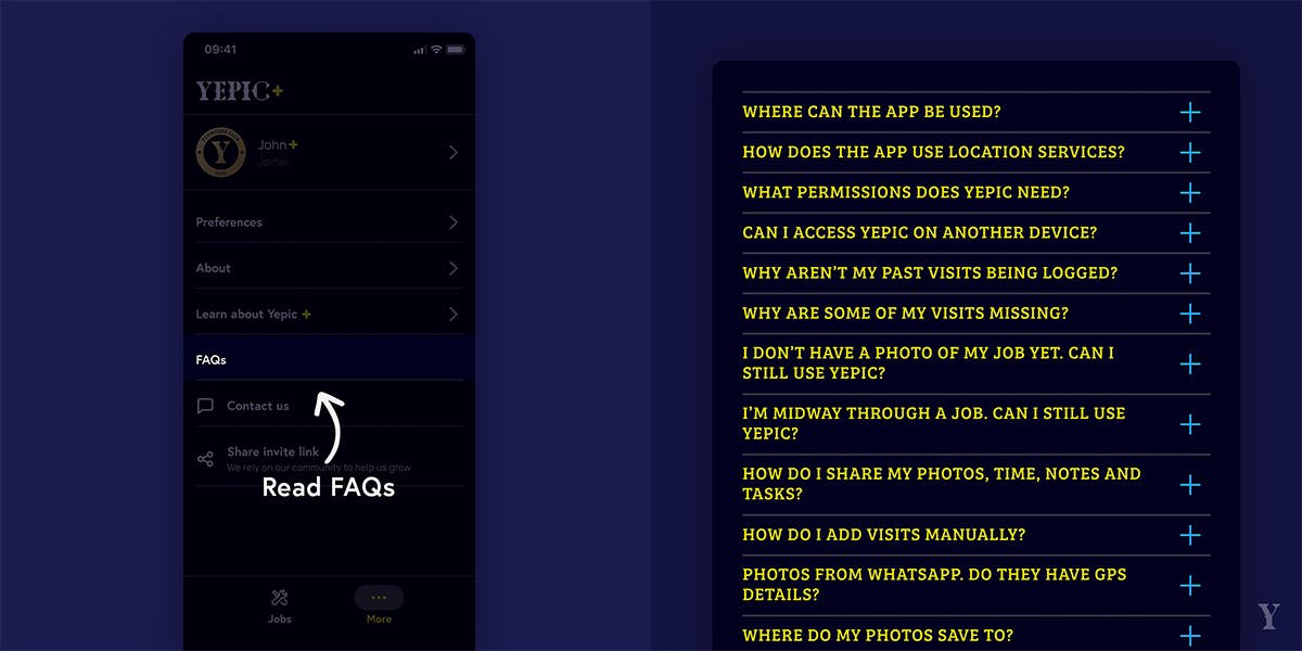 'FAQ' section in menu highlighted.