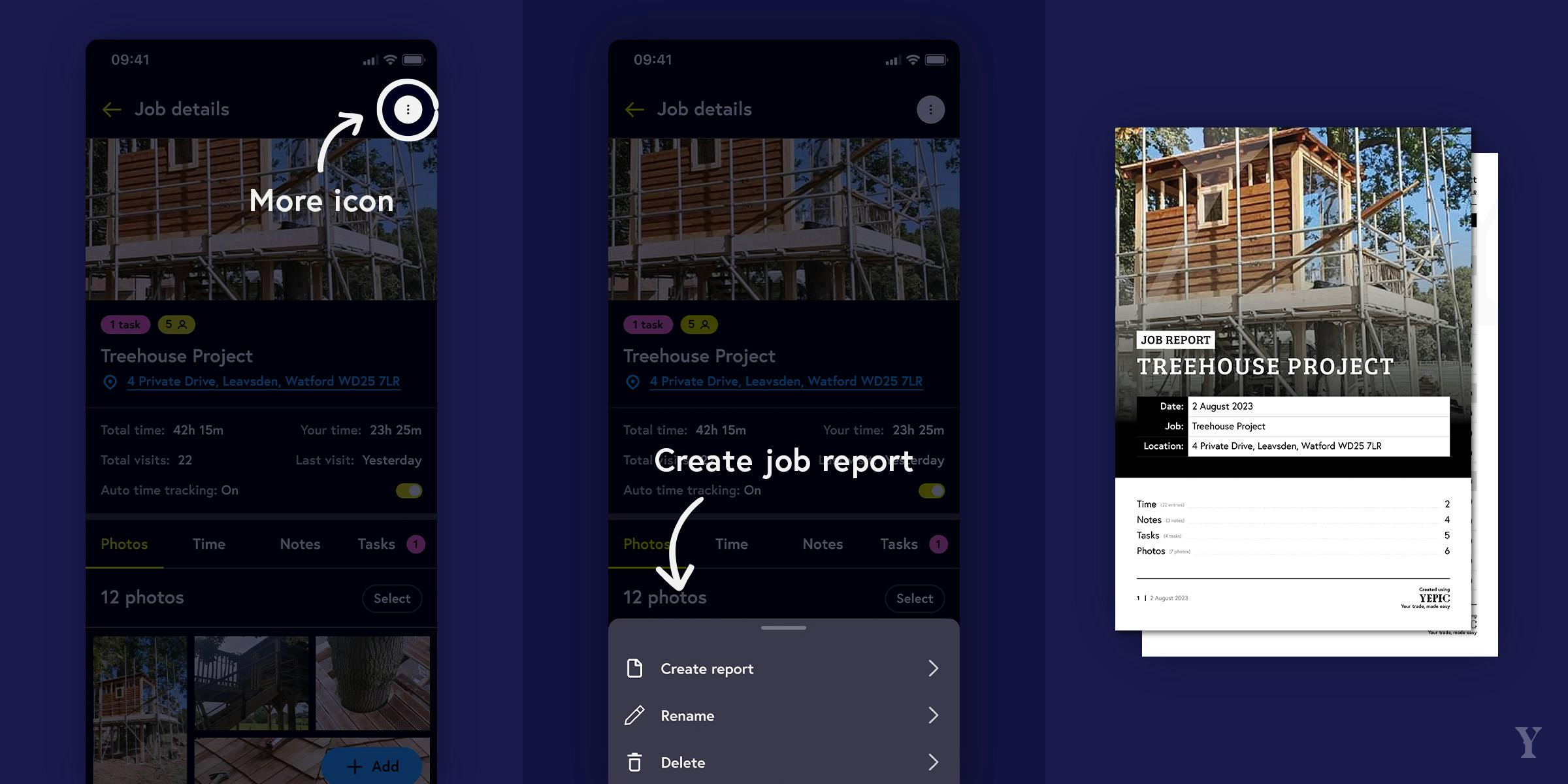 Instructions on how to create a job report.