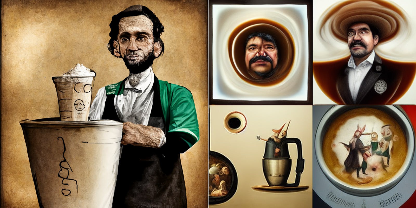 abe Lincoln making a Frappuccino, Juan Valdez, Bosch barista competition