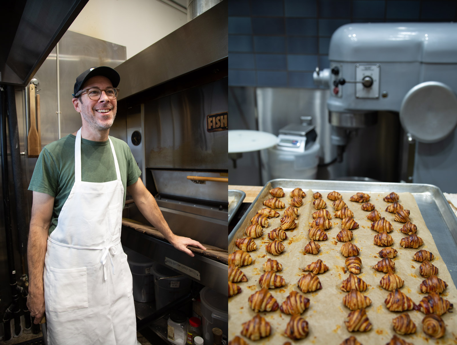 Jason Kaplan and his rugalah at Maurys Bagels