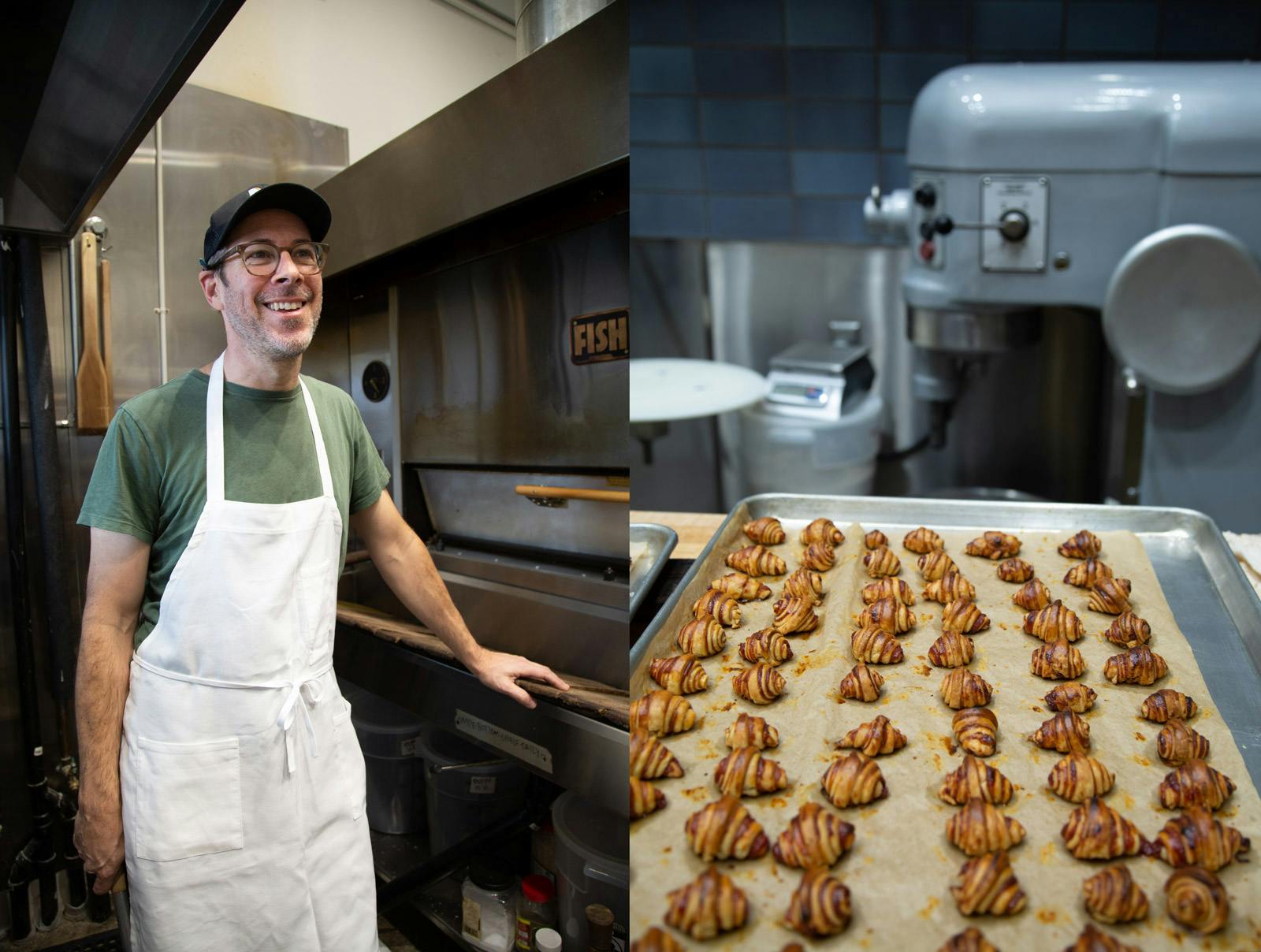 Jason Kaplan and his rugalah at Maurys Bagels