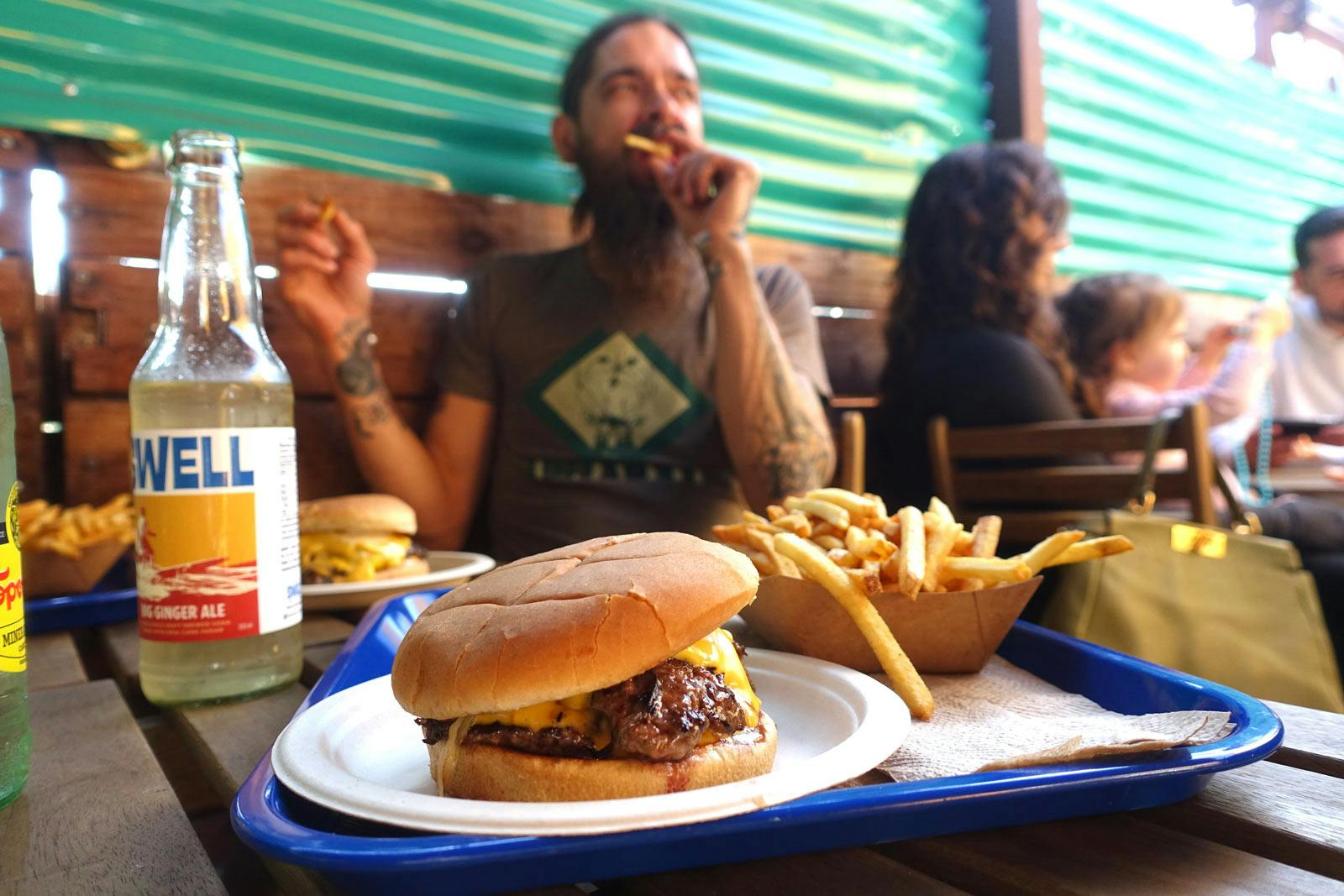 goldburger and fries