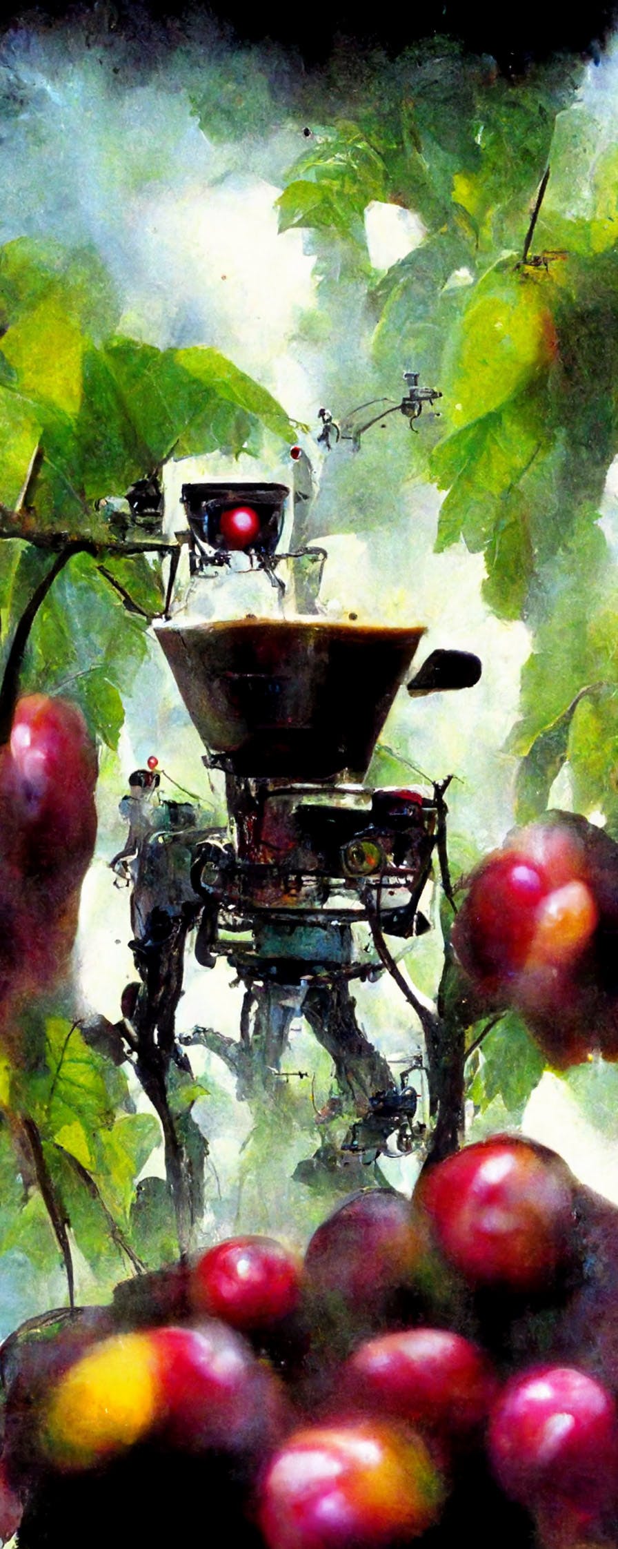 robots harvesting coffee cherry