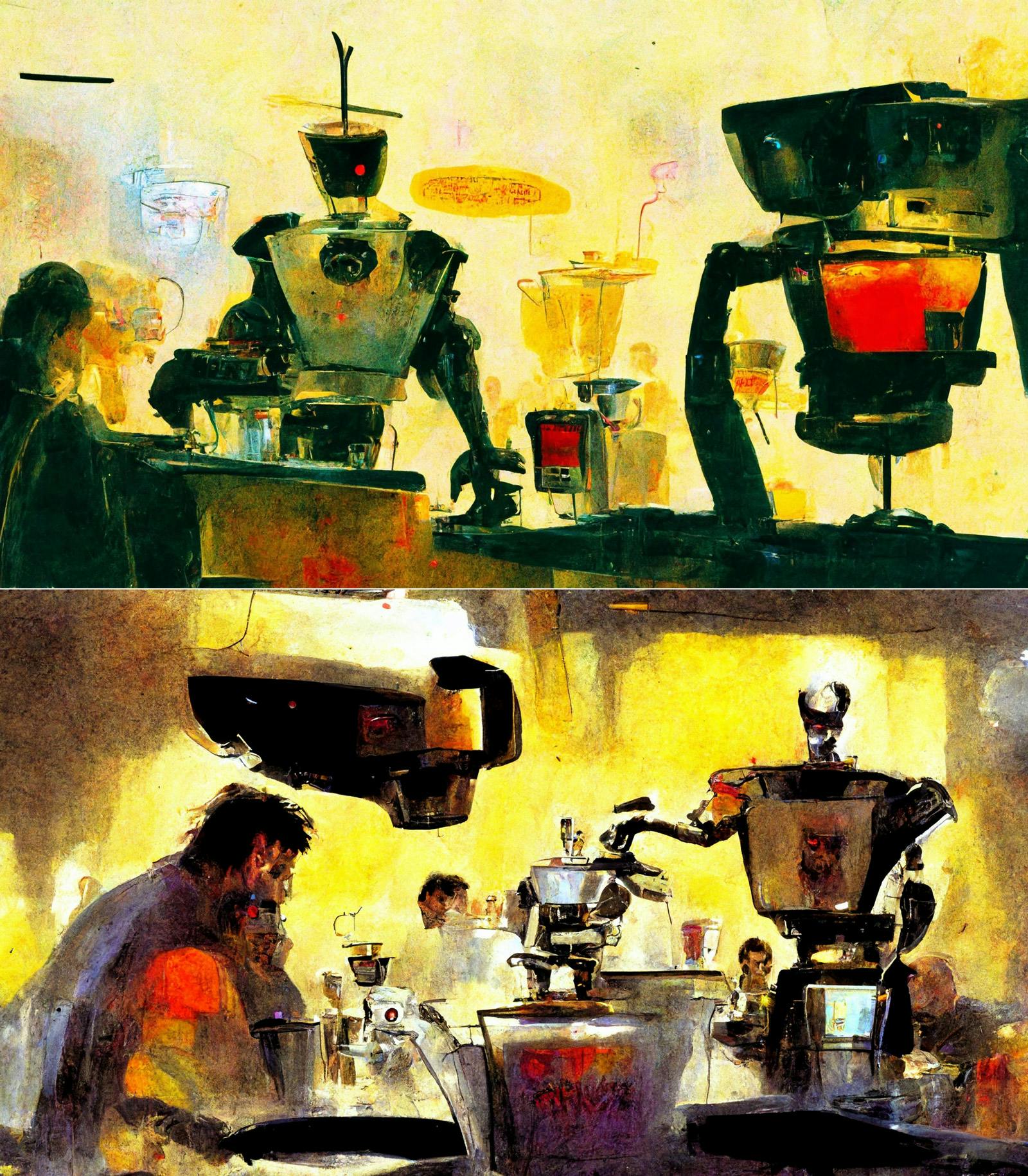 robots making coffee scenes