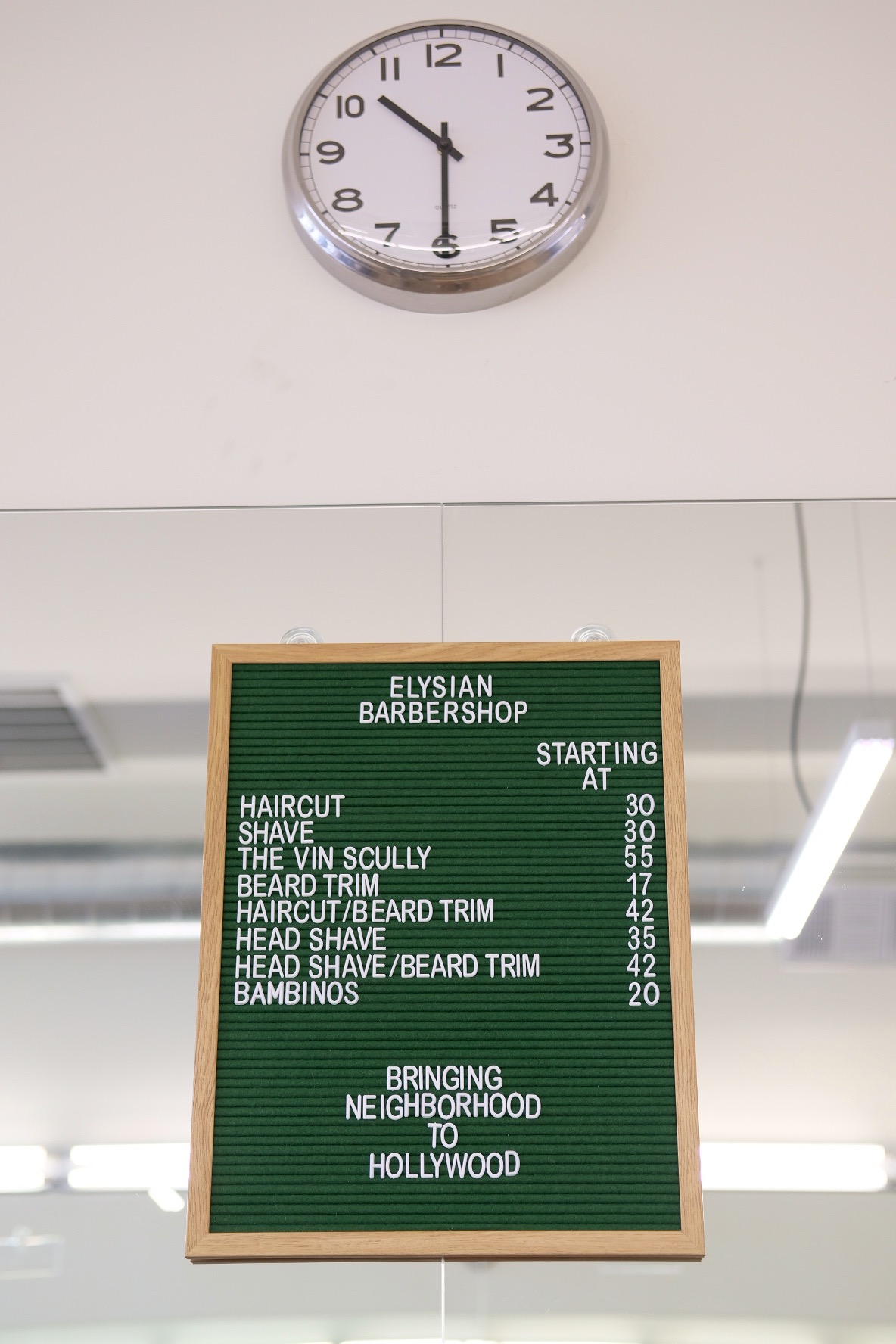 Elysian Barbershop menu