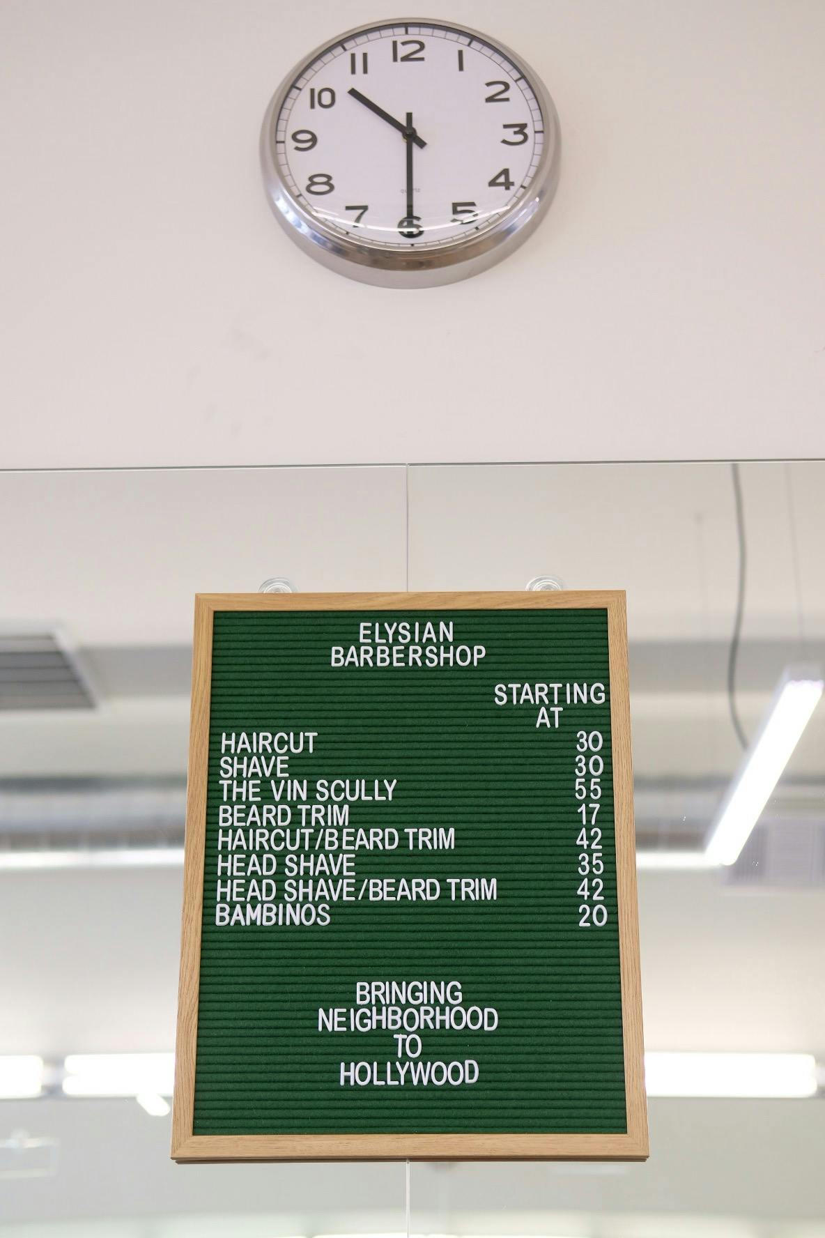 Elysian Barbershop menu