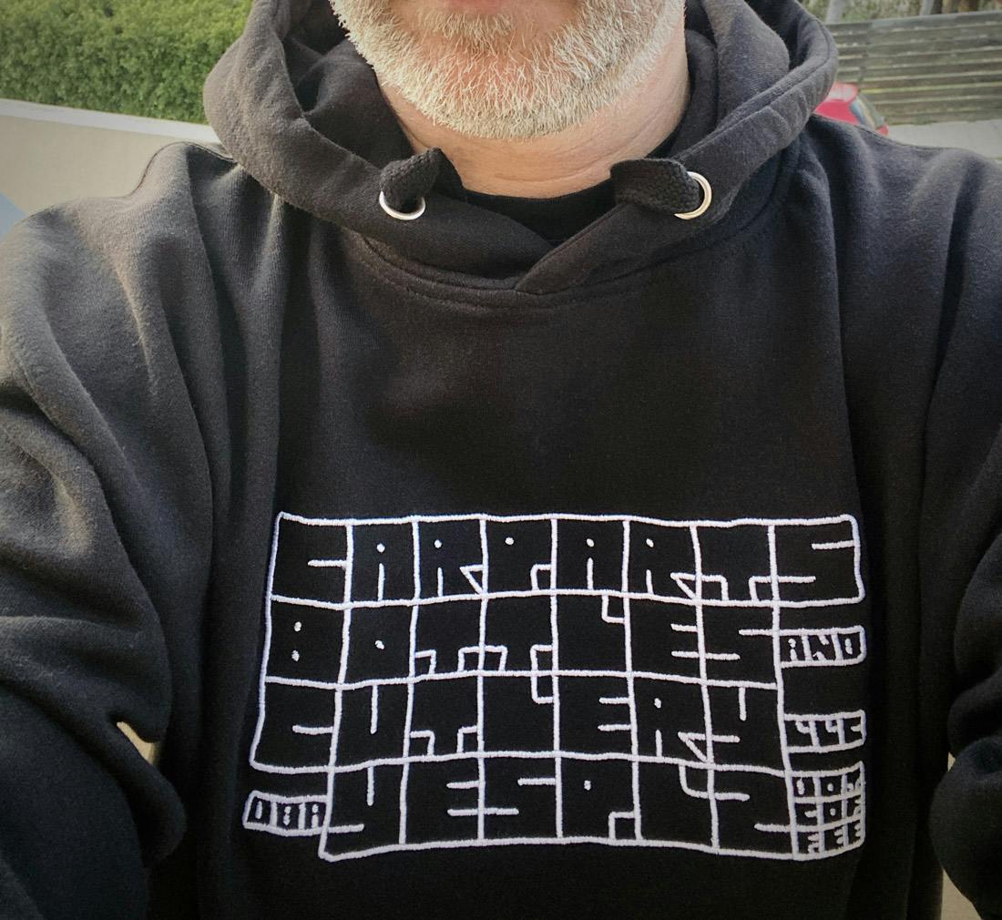 Yes Plz Coffee cofounder Tonx sporting the Car-Parts hoodie in a cropped selfie photo