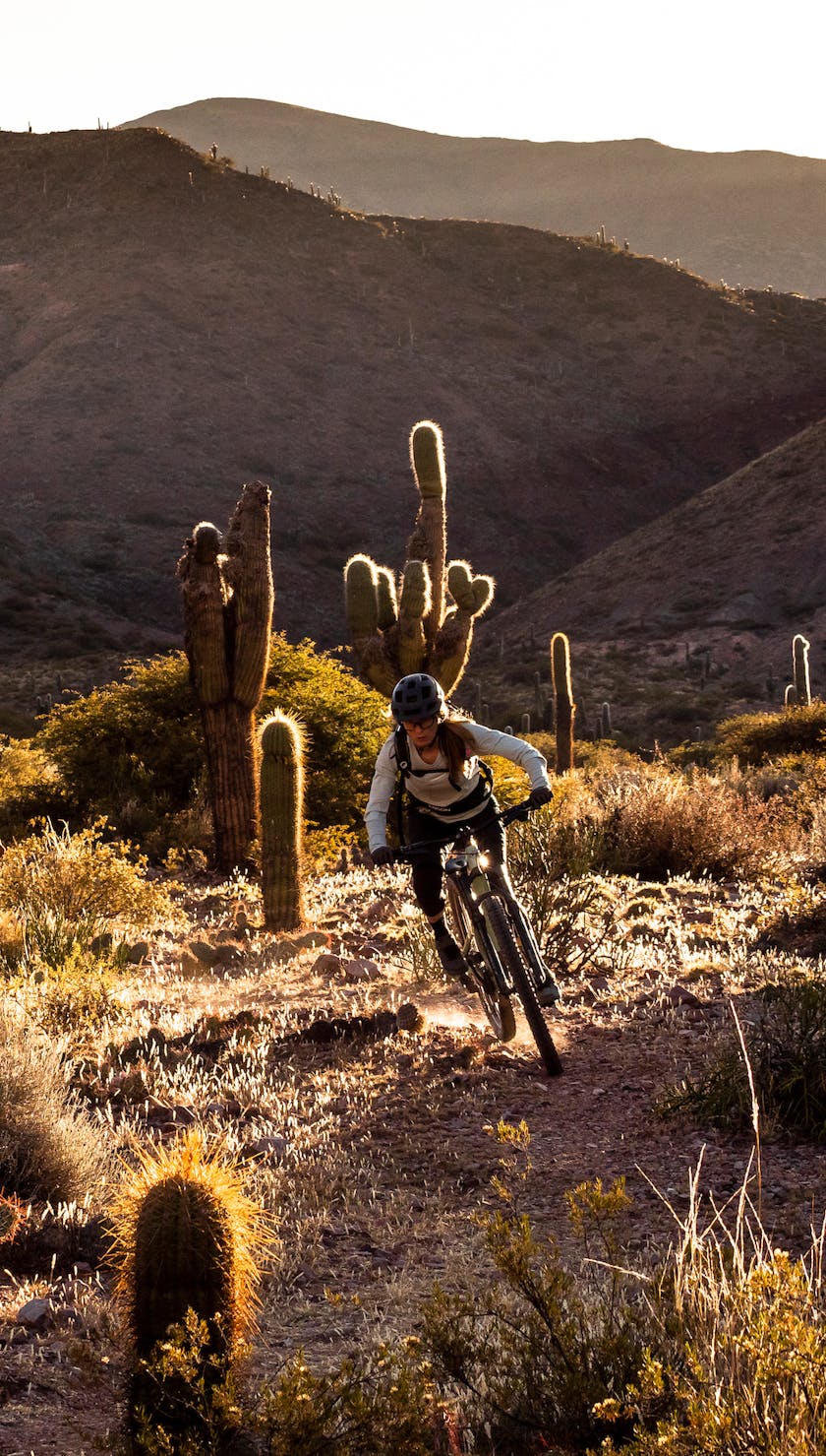 Argentina Badlands - Riding around cactus