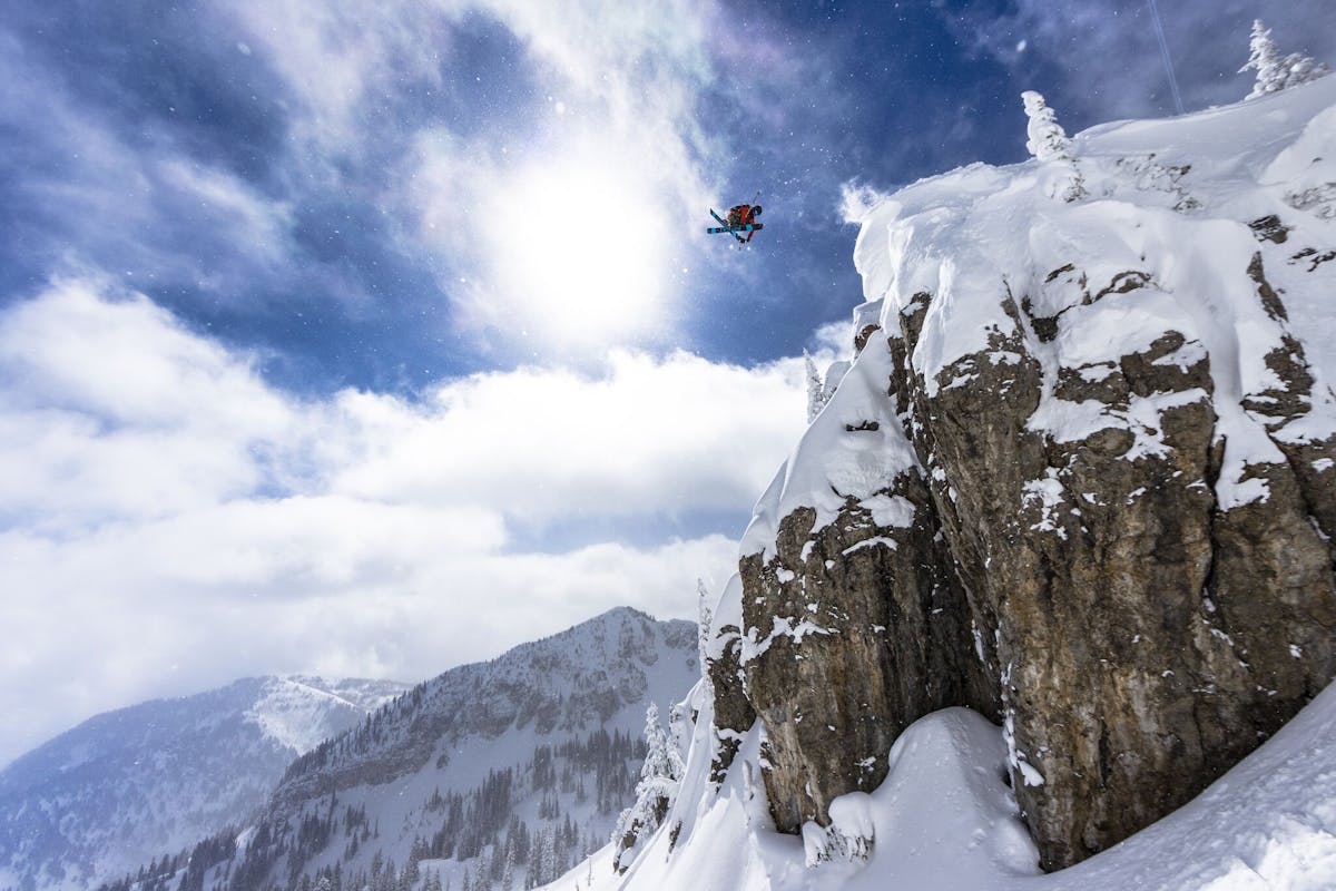 Carston Oliver hitting a massive cliff on skis