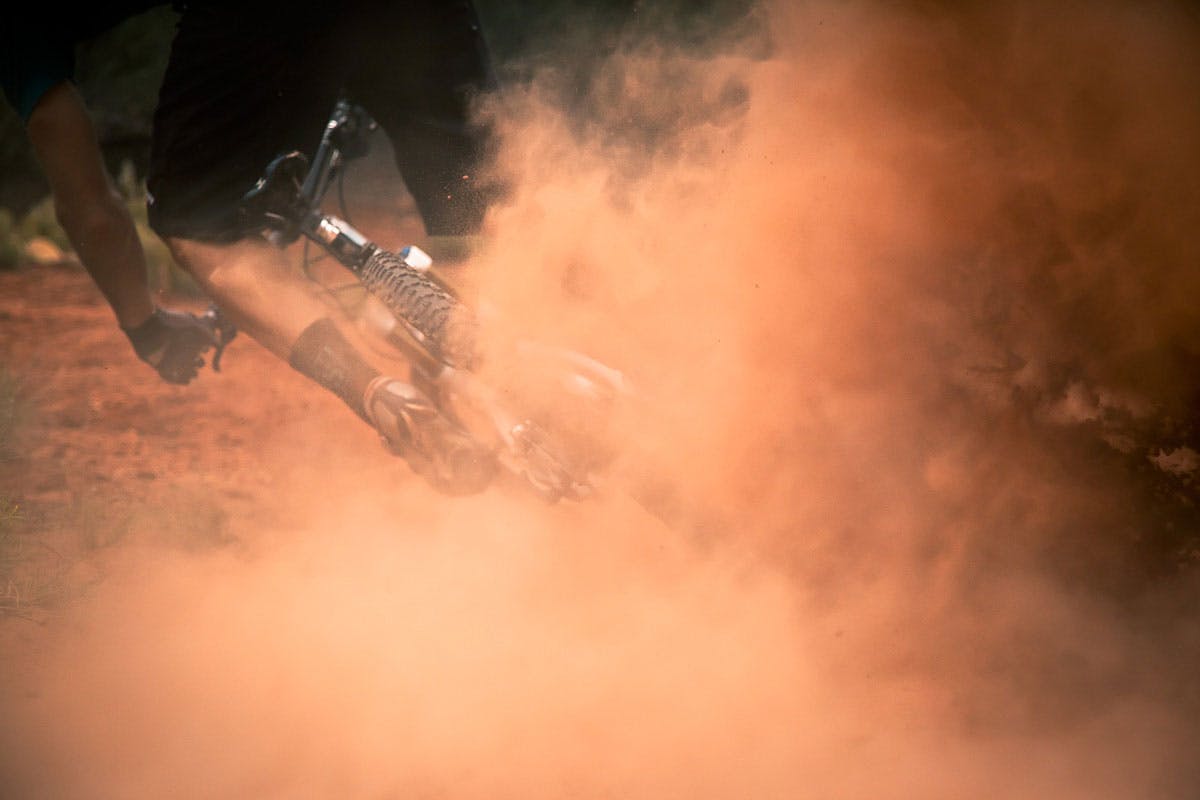 Mike West throwing up a cloud of dust in Sedona