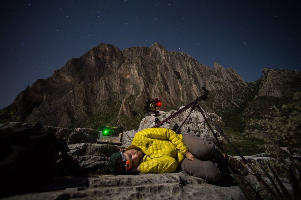 Renan Ozturk sleeping while taking a time lapse