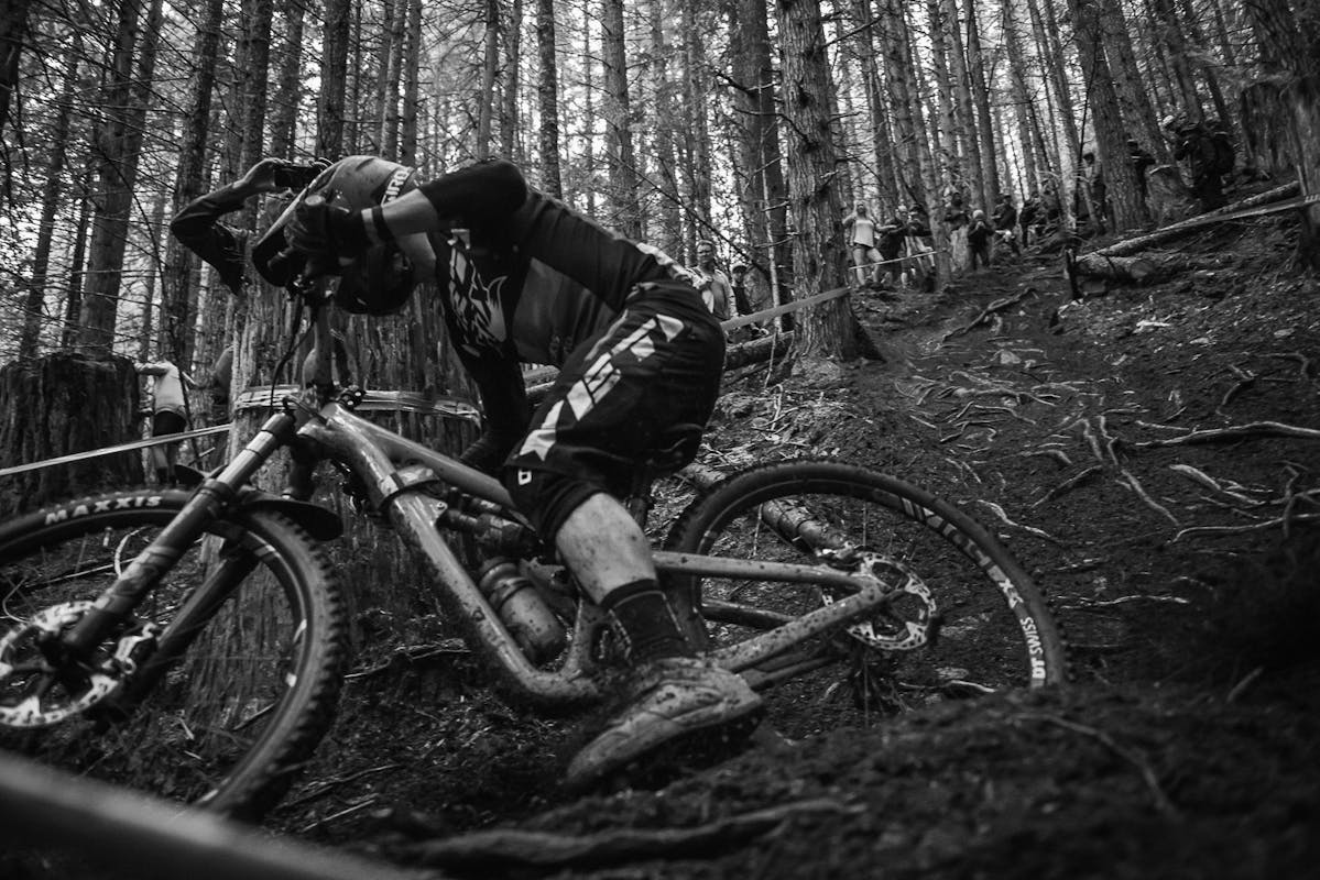 Black and white photo of Shawn Neer on the SB150