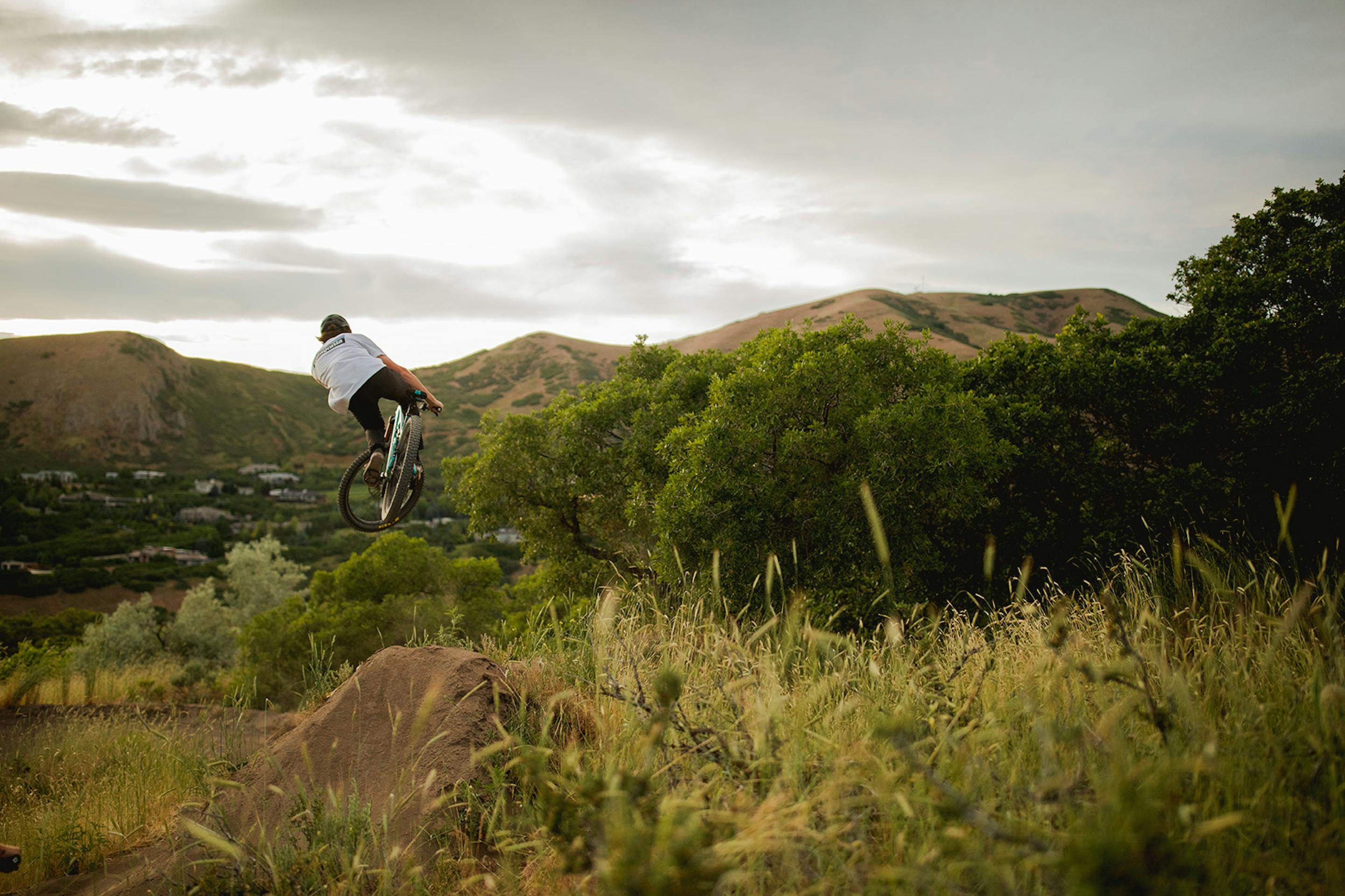 rider jumping on his trail bike