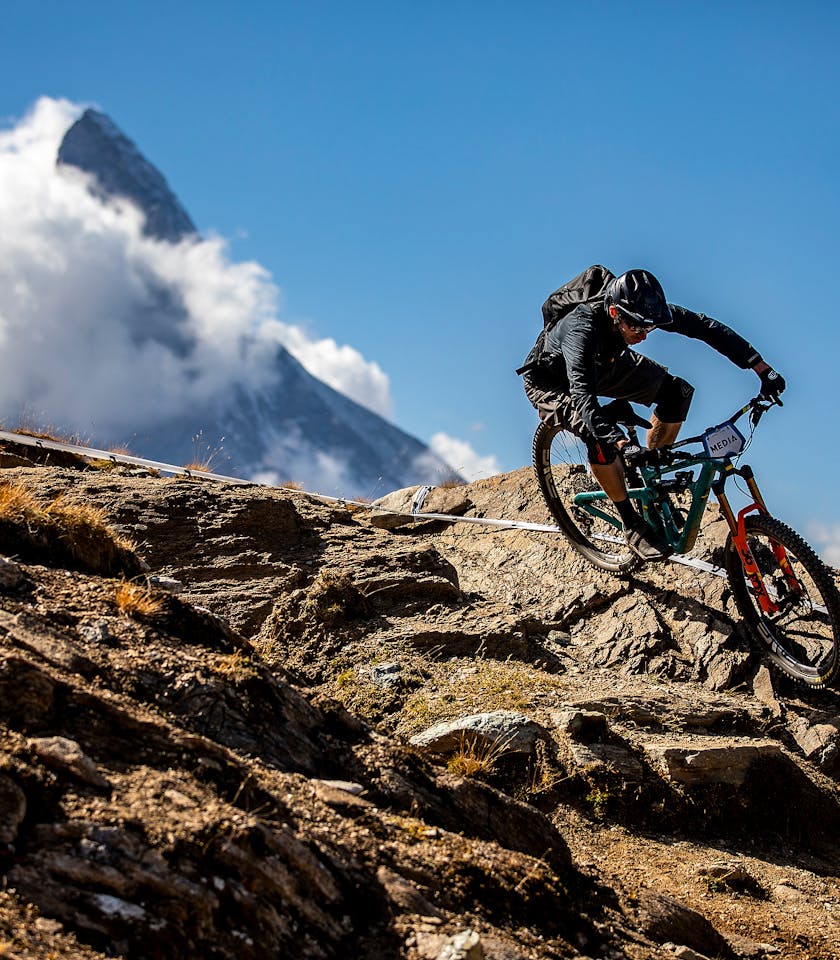 Dave Trumpore riding in Zermatt. 
