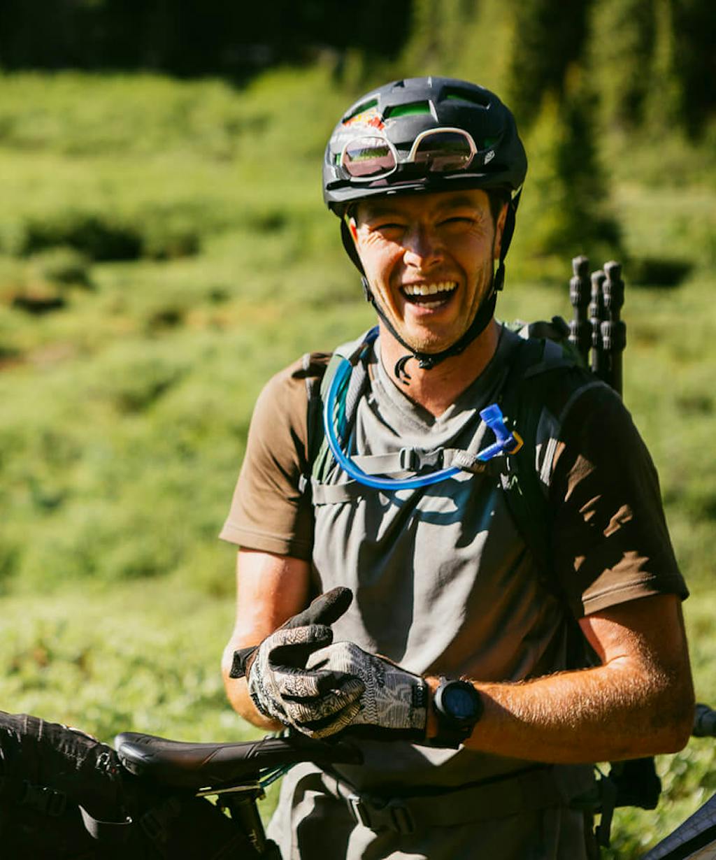 Justin Reiter taking a break next to his ASR after riding a section of the Colorado Trail