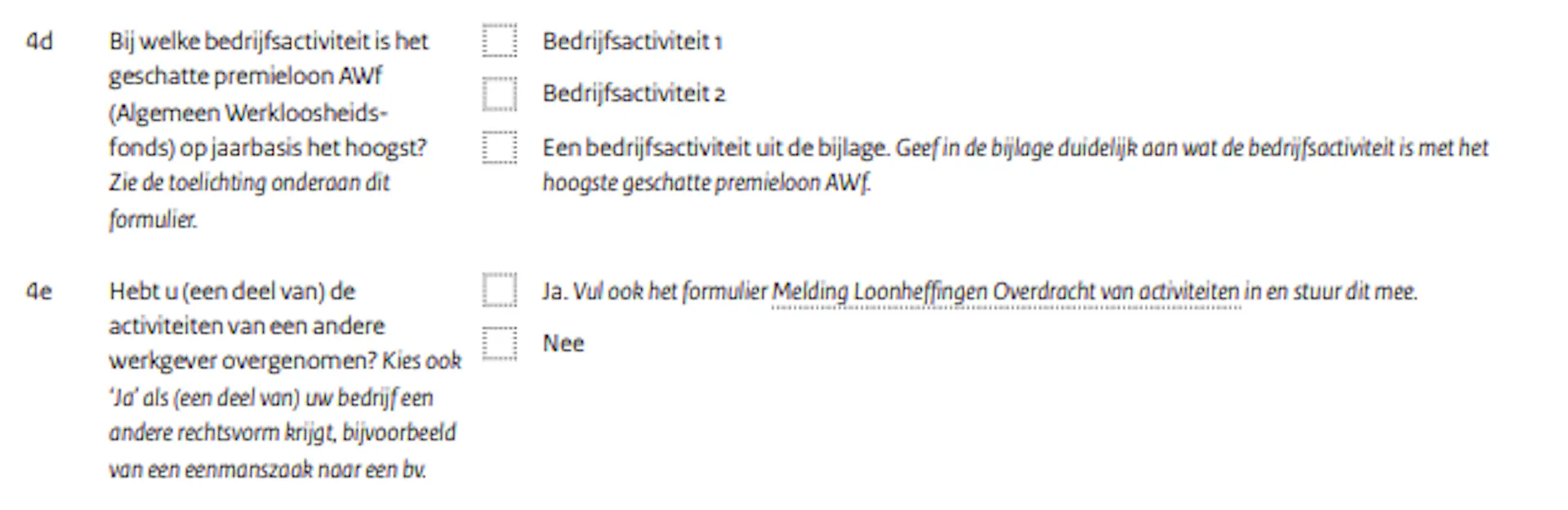 loonheffingen overdracht van activiteiten