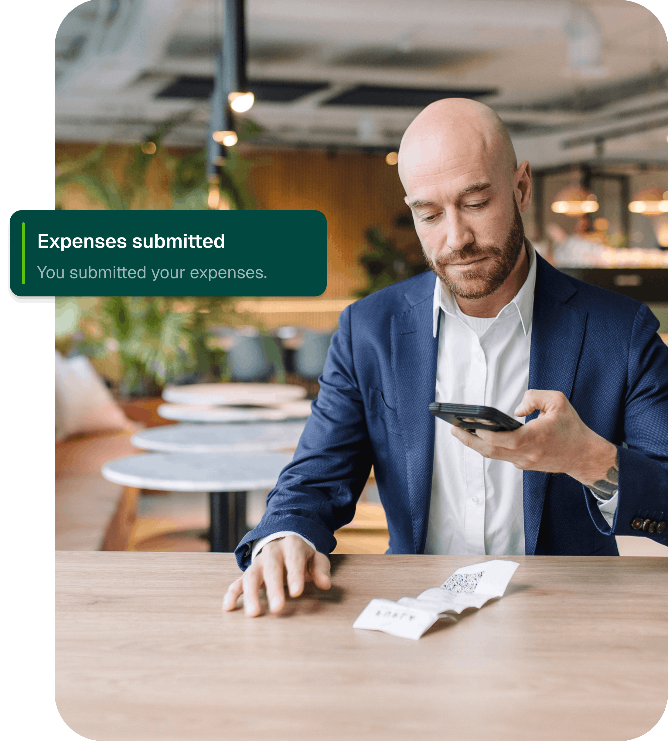 Employee submitting their expenses with mobile phone