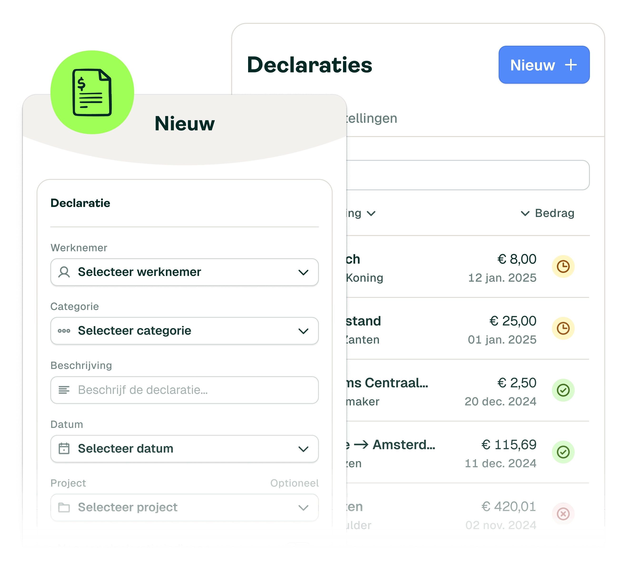 Declaratie indienen mobiel