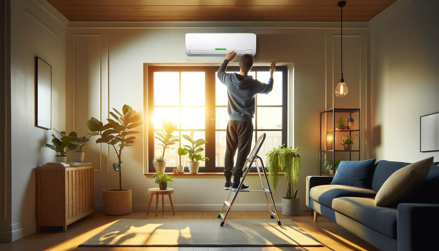 Instalador certificado instalando aire acondicionado