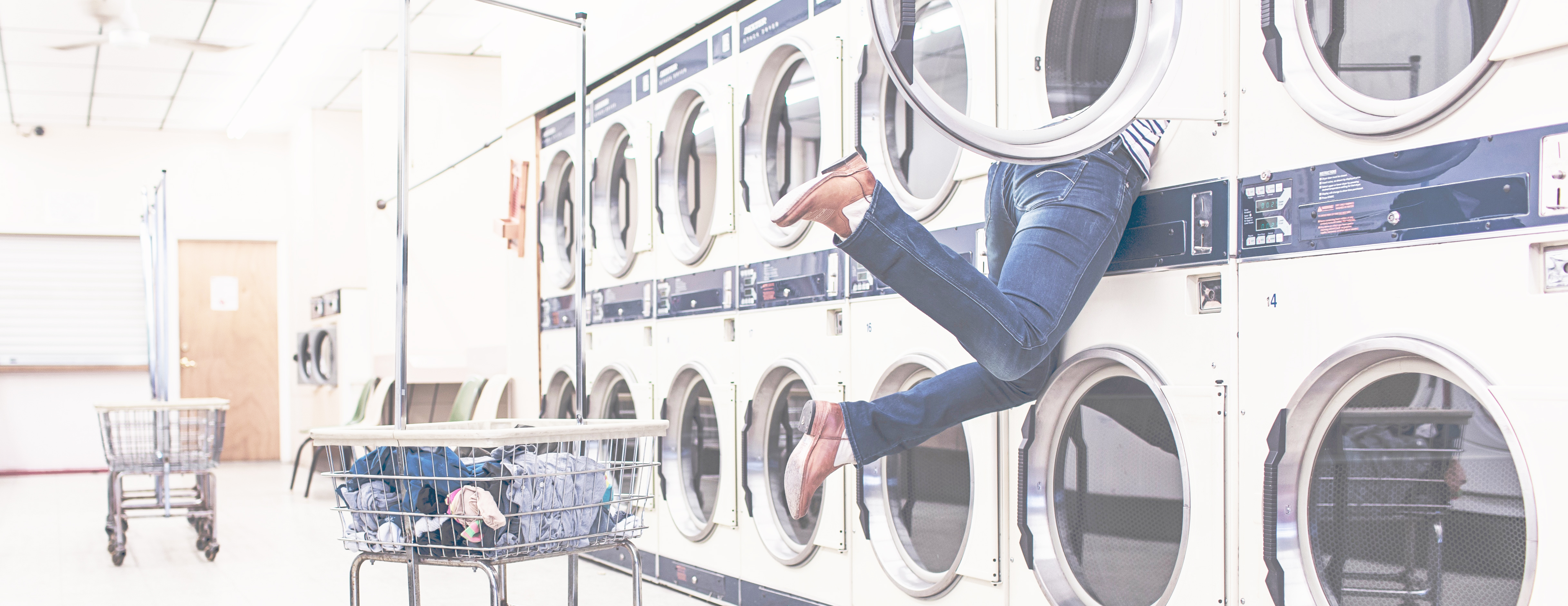 Woman is stuck in washing machine