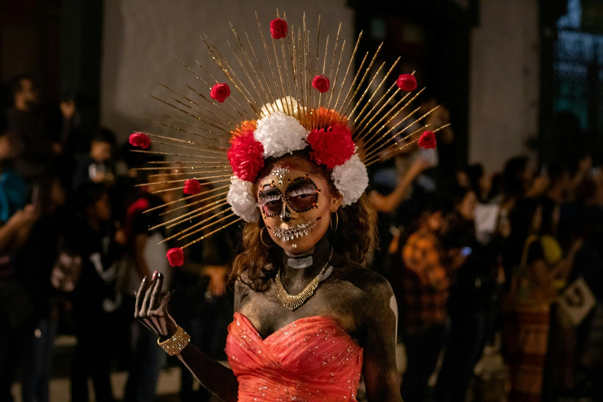 A lady in a Day of The Dead costume
