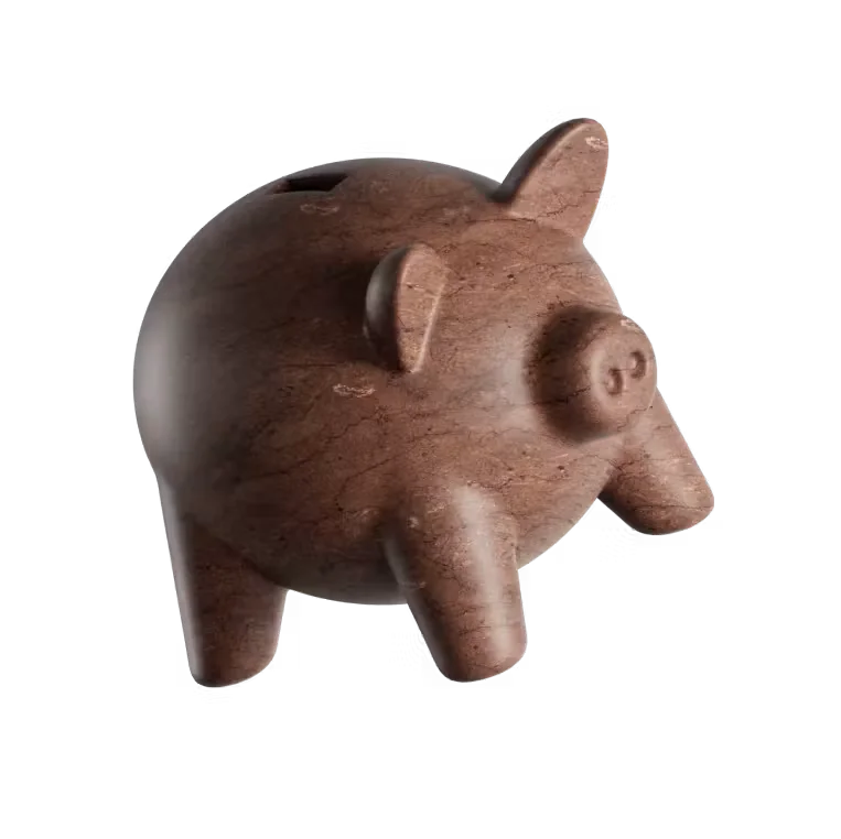 Une tirelire en forme de cochon en 3D.
